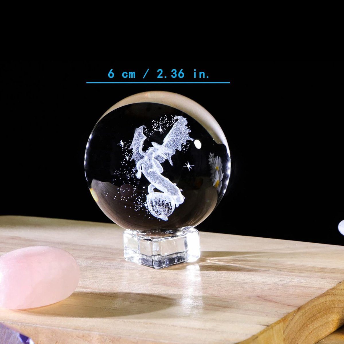 Geschenk Kristallkugel – (1 3D-Drachens St), Form 60mm Kristallhalterung, götäzer Dekoobjekt eines perfektes Gravur, in Sammel-Ornament