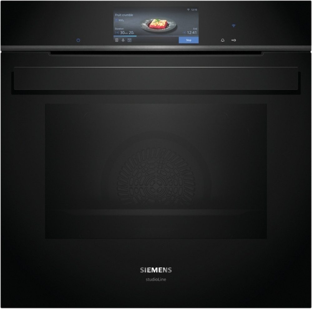 SIEMENS Pyrolyse Backofen iQ700 HB978GMB1 iQ700, Einbau-Backofen, 60 x 60 cm, Schwarz, EEK: A+, mit Teleskopauszug nachrüstbar, Pyrolyse-Selbstreinigung