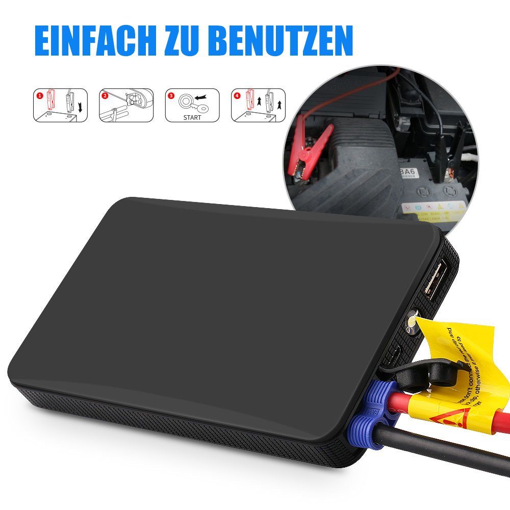 MDHAND Autobatterie-Ladegerät 6000mAh tragbares Schwarzes Fast (2-tlg., Charge)