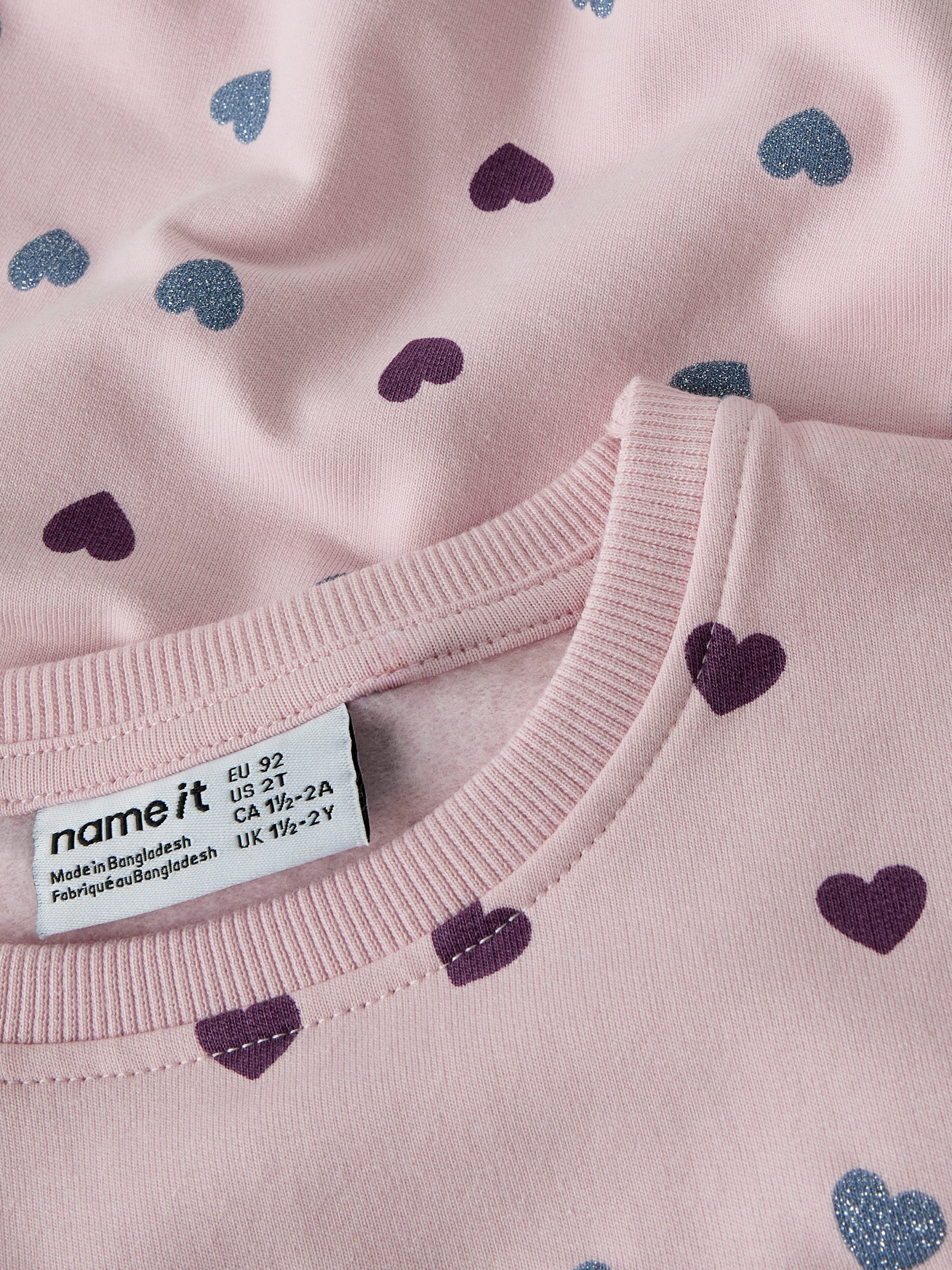 Name It Sweatshirt NMFSOLEA LS NREG SWE BRU Baumwollmischung, Glitzerdetails, Druck, Langarm