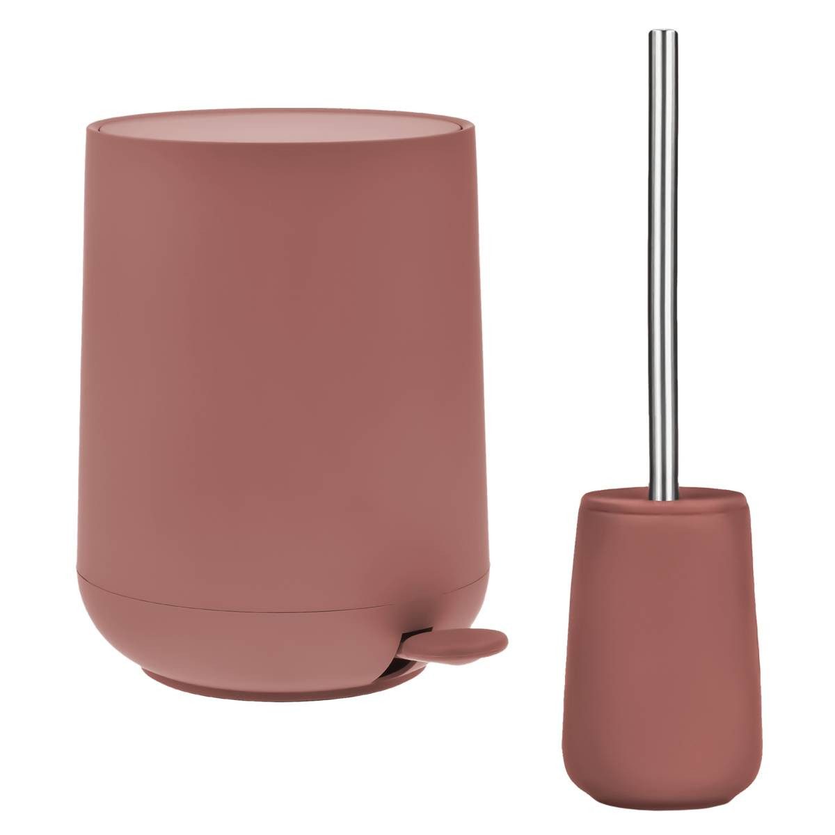 Zone Denmark Badaccessoire-Set "Nova" matt, skandinavisch, matte Oberfläche, Spar-Set, 2 tlg., Pedaleimer 5 Liter mit leisem Deckel und Toilettenbürste