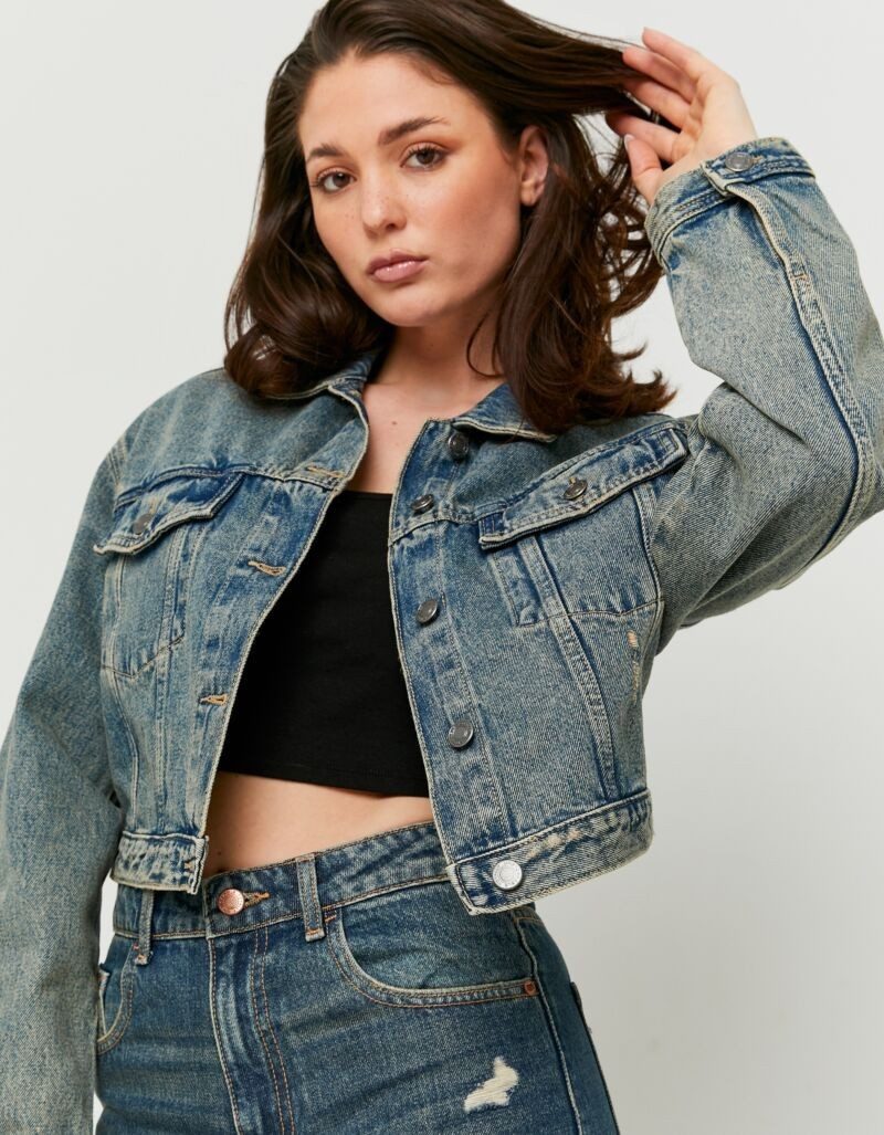 Tally Weijl Jeansjacke SJADEPEACH aus Denim, verkürzt in leichtem oversized Fit