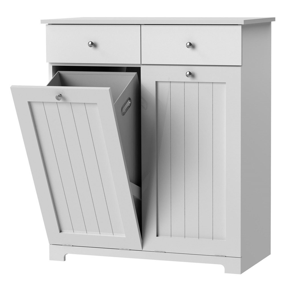 ML-DESIGN Wäscheschrank Wäschekorb mit 2 ausklappbaren, Wäschesammler mit 2 Schubladen Wäschebox MDF Wäschetruhe Badezimmerschrank Badschrank Badmöbel