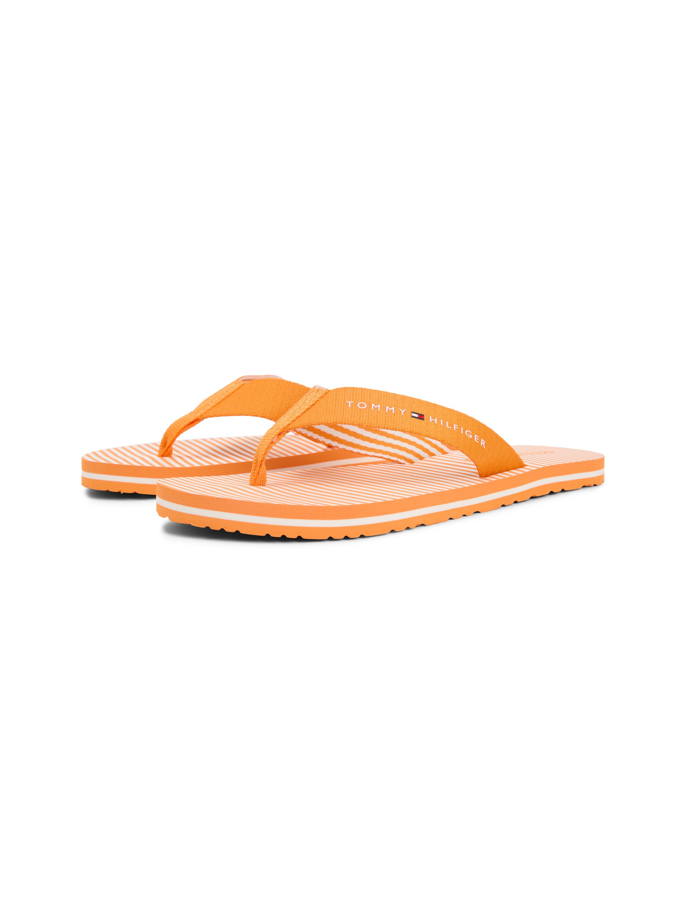 Tommy Hilfiger TH ITHACA STRIPE SUMMER SANDAL Zehentrenner Sommerschuh, Pool Slide, Dianette, Flat mit Logo-Schriftzug