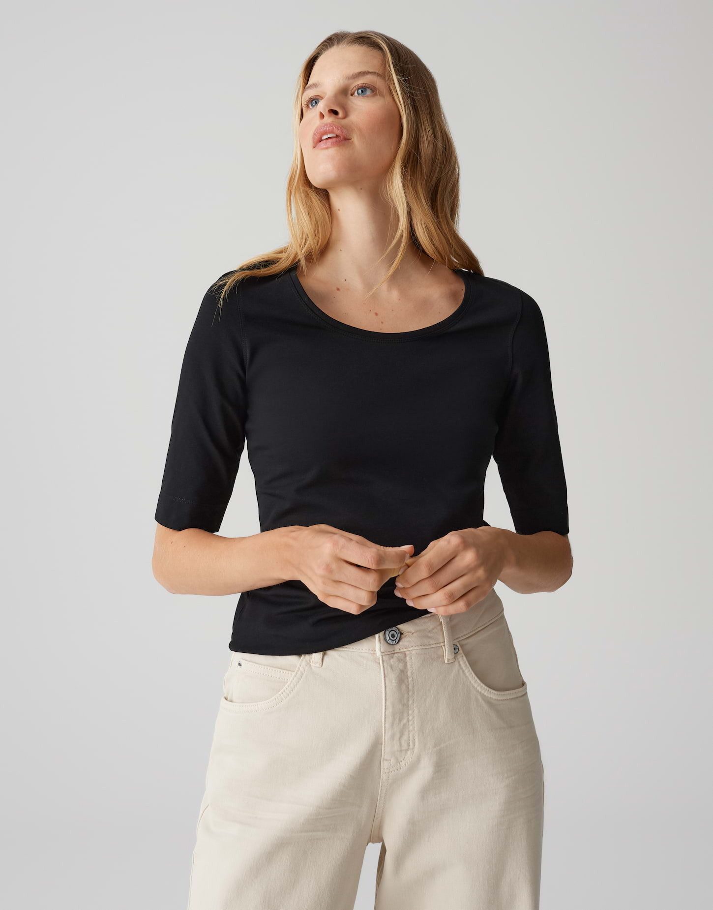 OPUS Kurzarmshirt Kurzarmshirt aus Jersey Slim Shirt aus Jersey günstig online kaufen