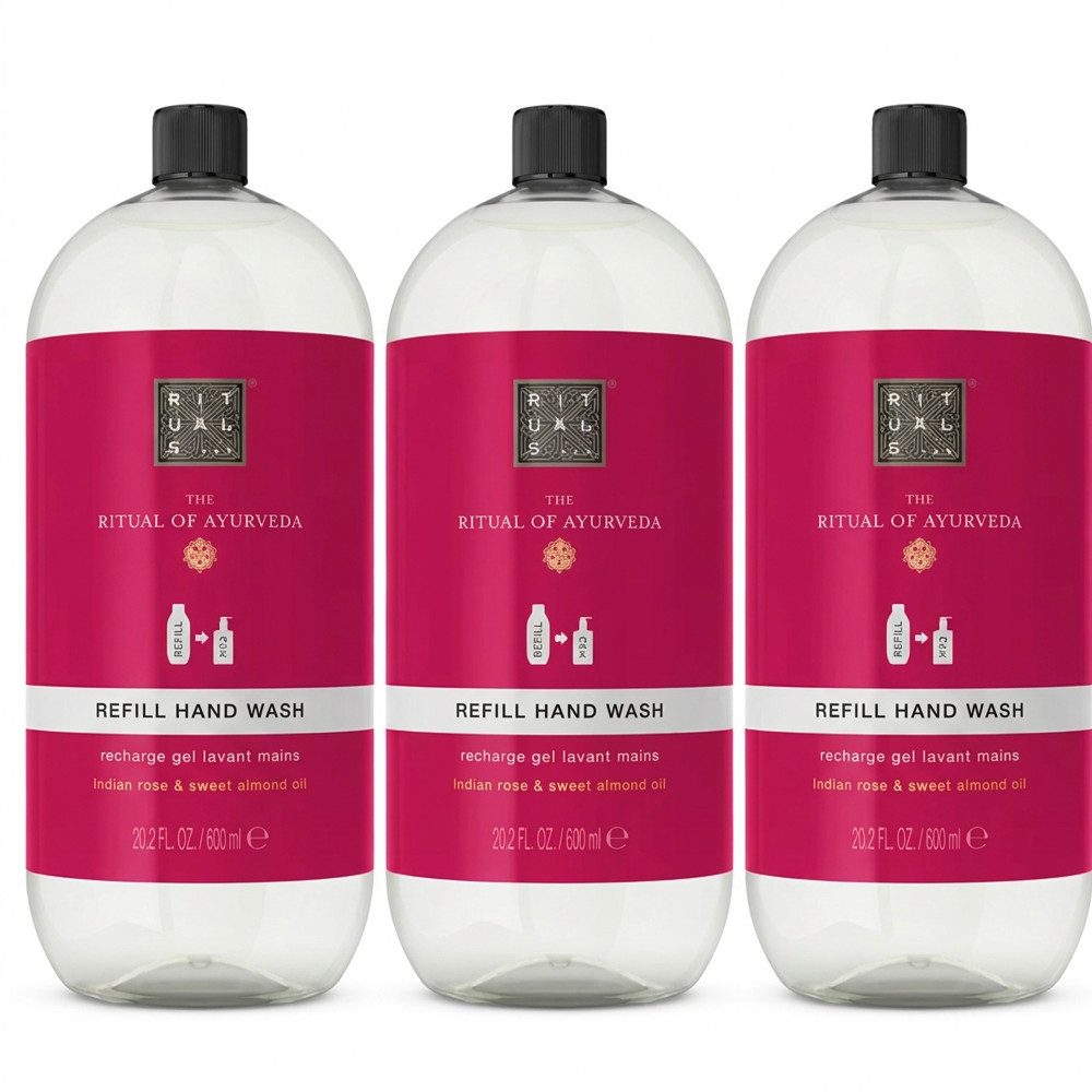 Rituals Flüssigseife Rituals Ayurveda Handseife Nachfüllpackung Refill 3er Set, 1-tlg., Vorteilspack mit drei Nachfüllpackungen für langanhaltende Pflege