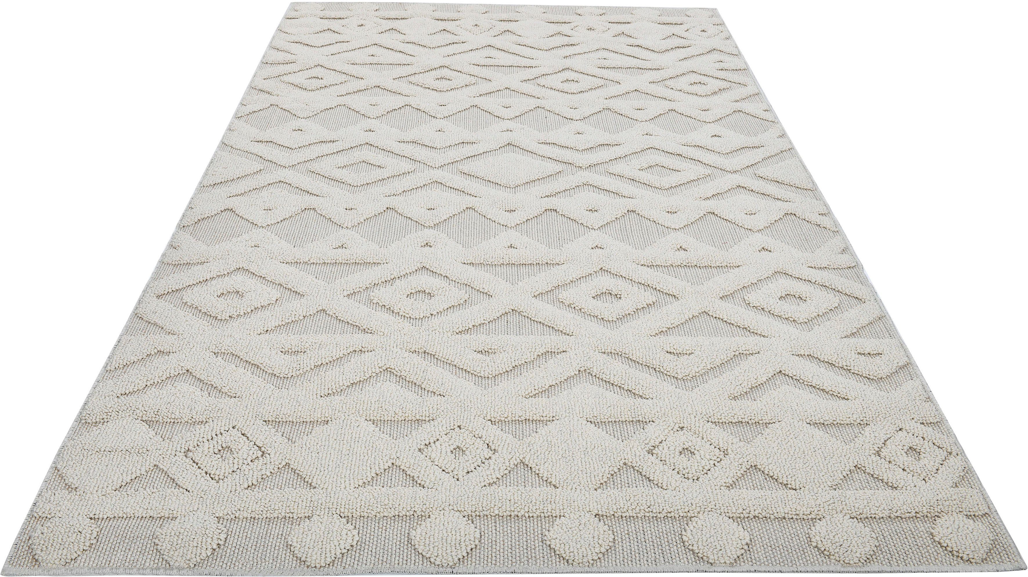 LeGer Home by Lena Gercke Teppich Askja, rechteckig, Höhe: 18 mm, mit Woll-Look, Hoch-Tief Effekt, Teppich im Boho Stil