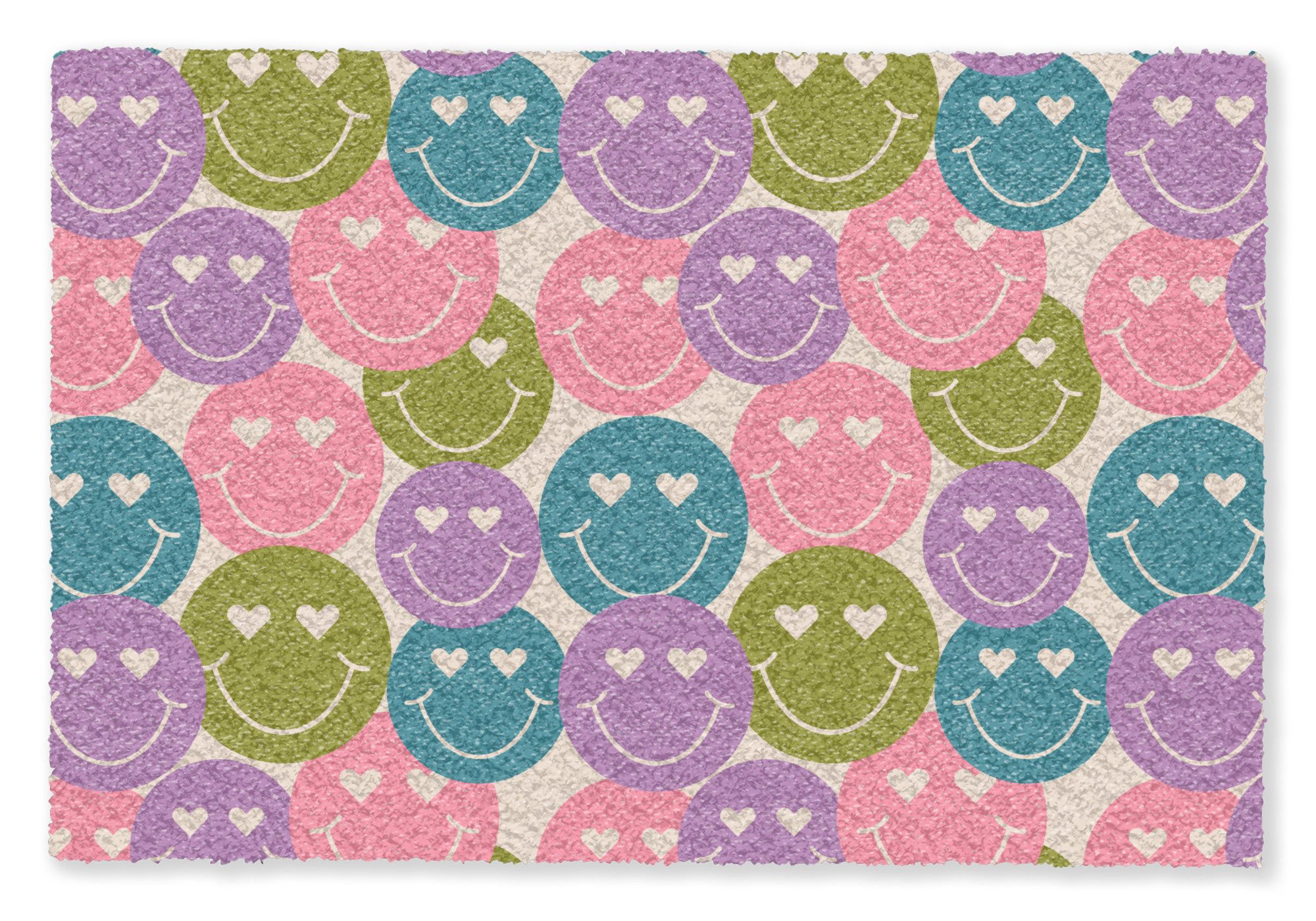 MuchoWow Fußmatte Muster - Smiley - Bunt - Herzen, Rechteckig, innen Schmutzfangmatte, Tür, Schmutzfänger Flur, Teppich 60x40 cm