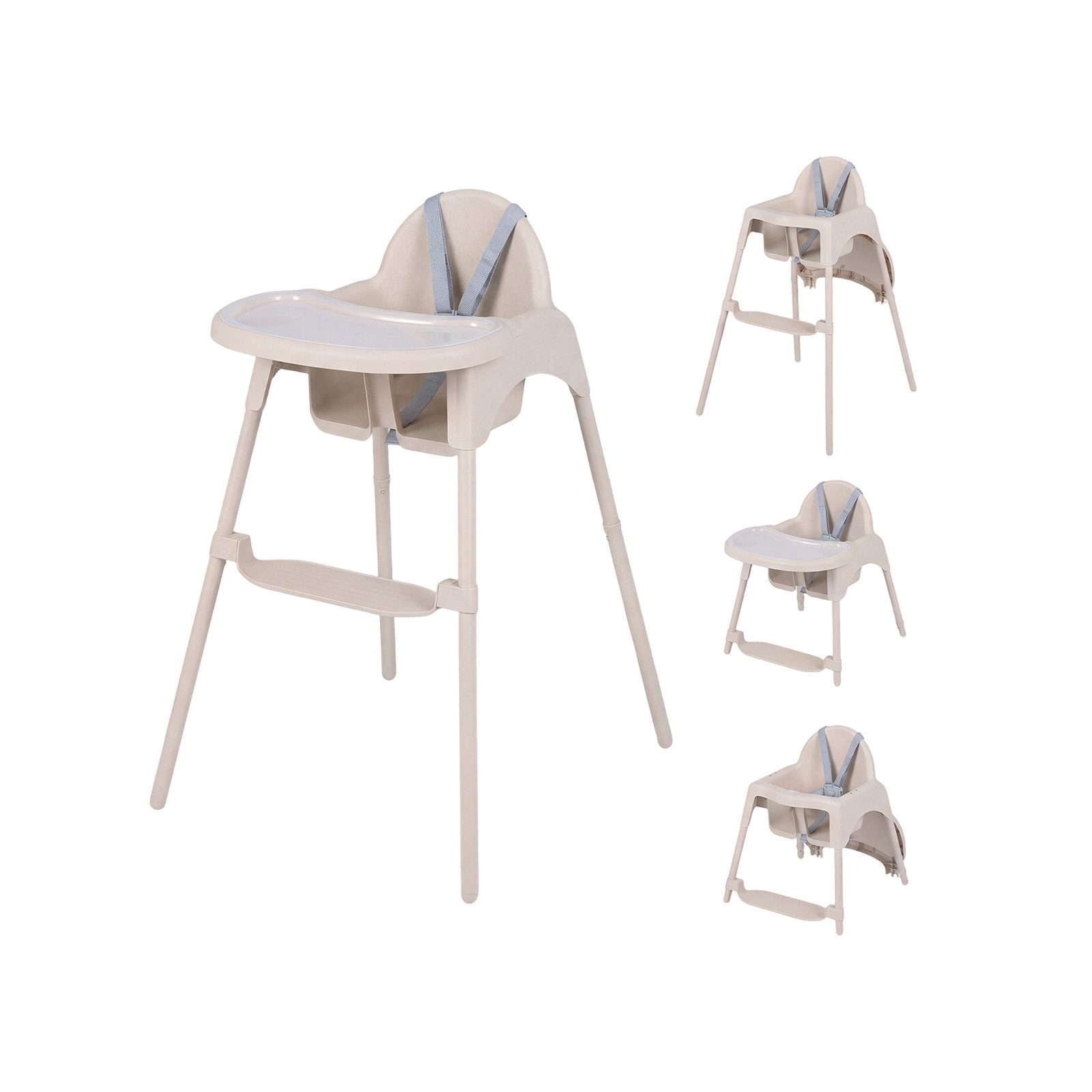 COSTWAY Hochstuhl (1 St), Kinderhochstuhl, 4 in 1 Babystuhl, mit 2 Höhen