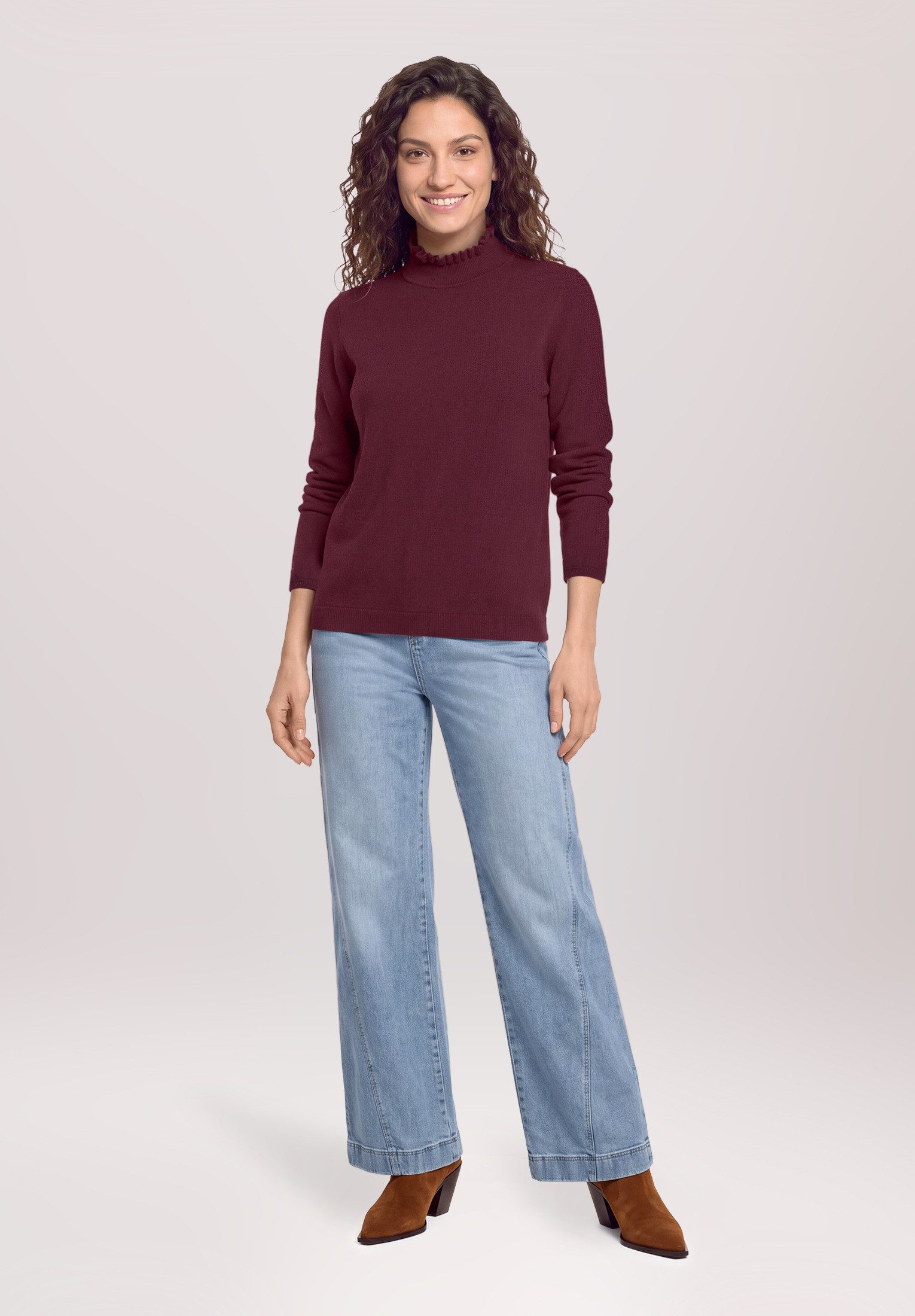 Cartoon Strickpullover Damen mit Rüschen (1-tlg)