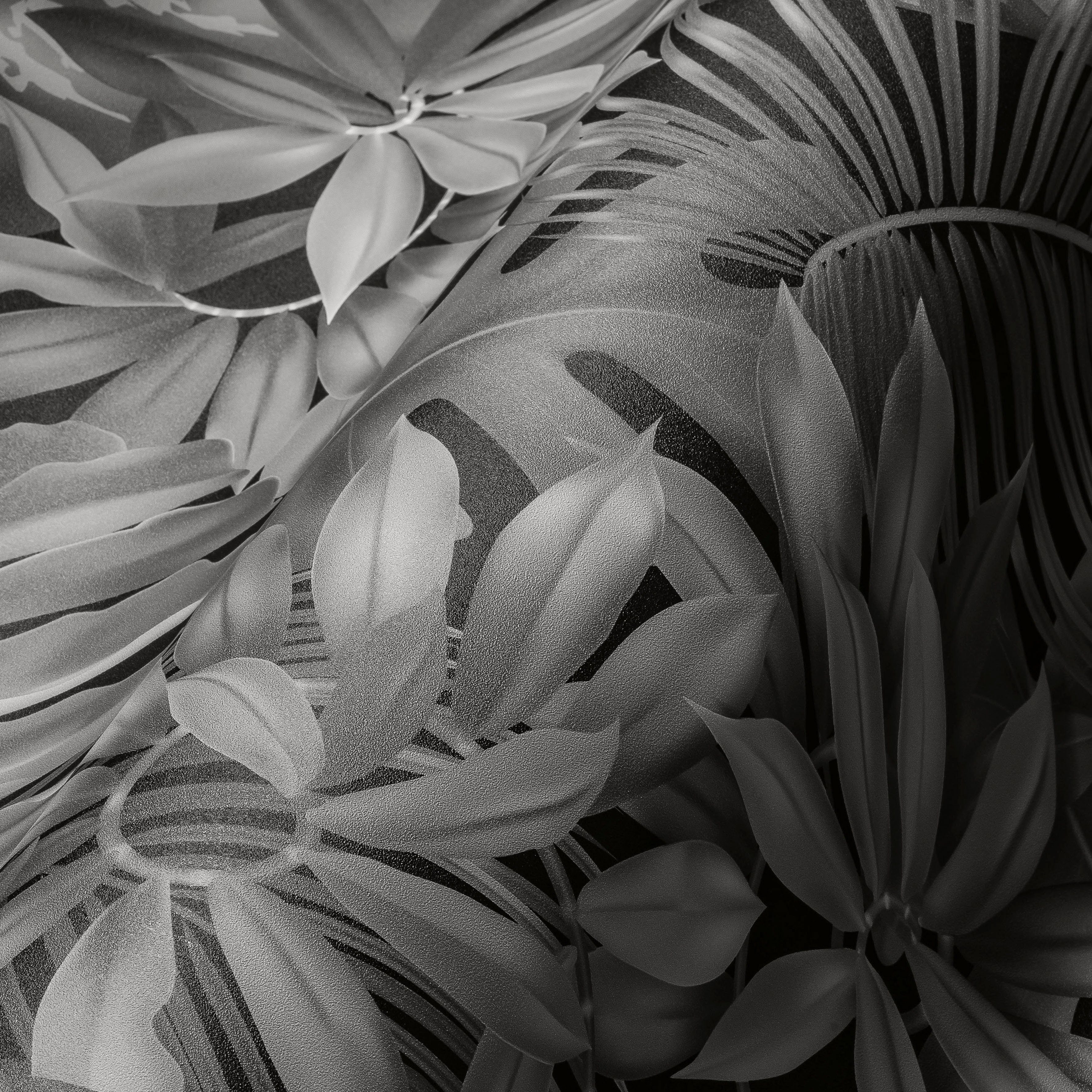 Blätter, Vliestapete St), glatt, matt, A.S. Dschungel (1 Création grau/schwarz Dschungeltapete PintWalls