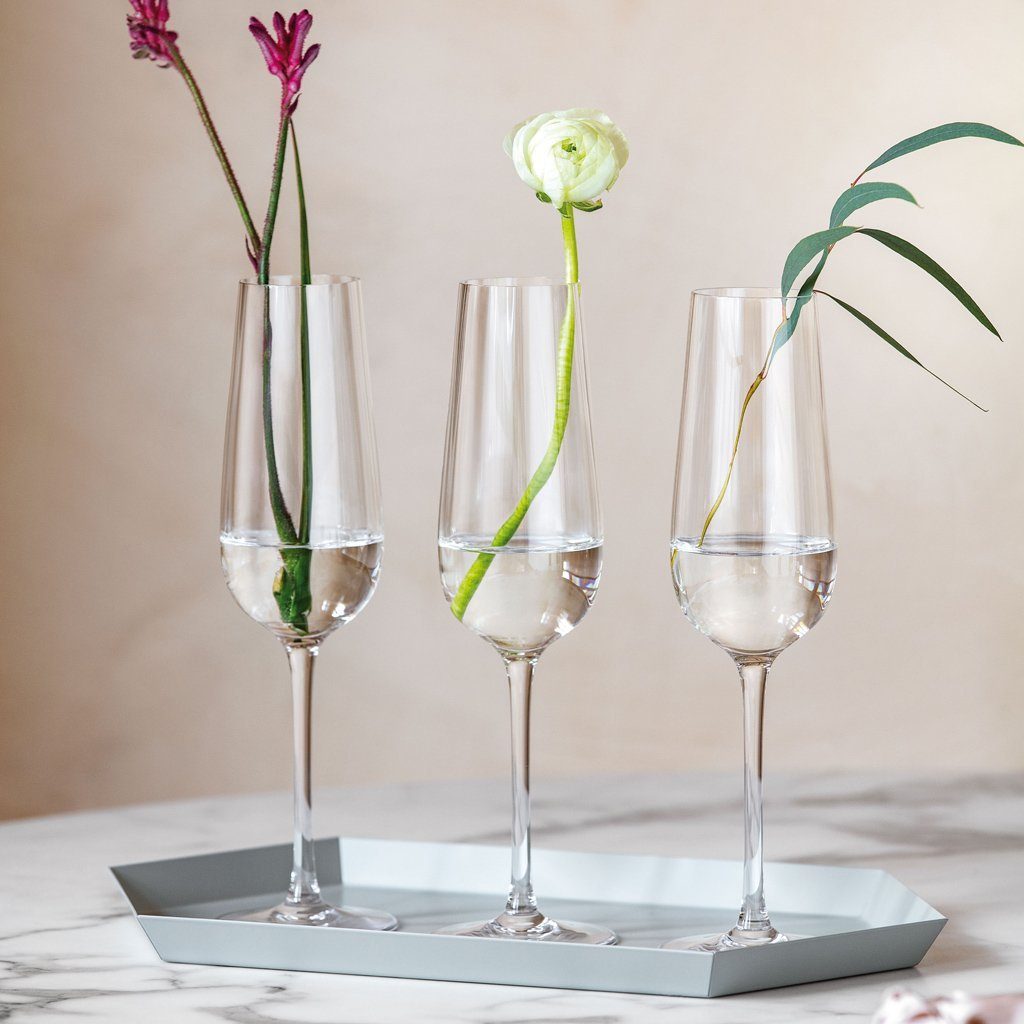Villeroy & Boch Sektglas Rose Garden Sektkelch, 120 ml, 4 Stück, 4-tlg., Glas, Kristallglas, 4 Stck, spülmaschinenfest