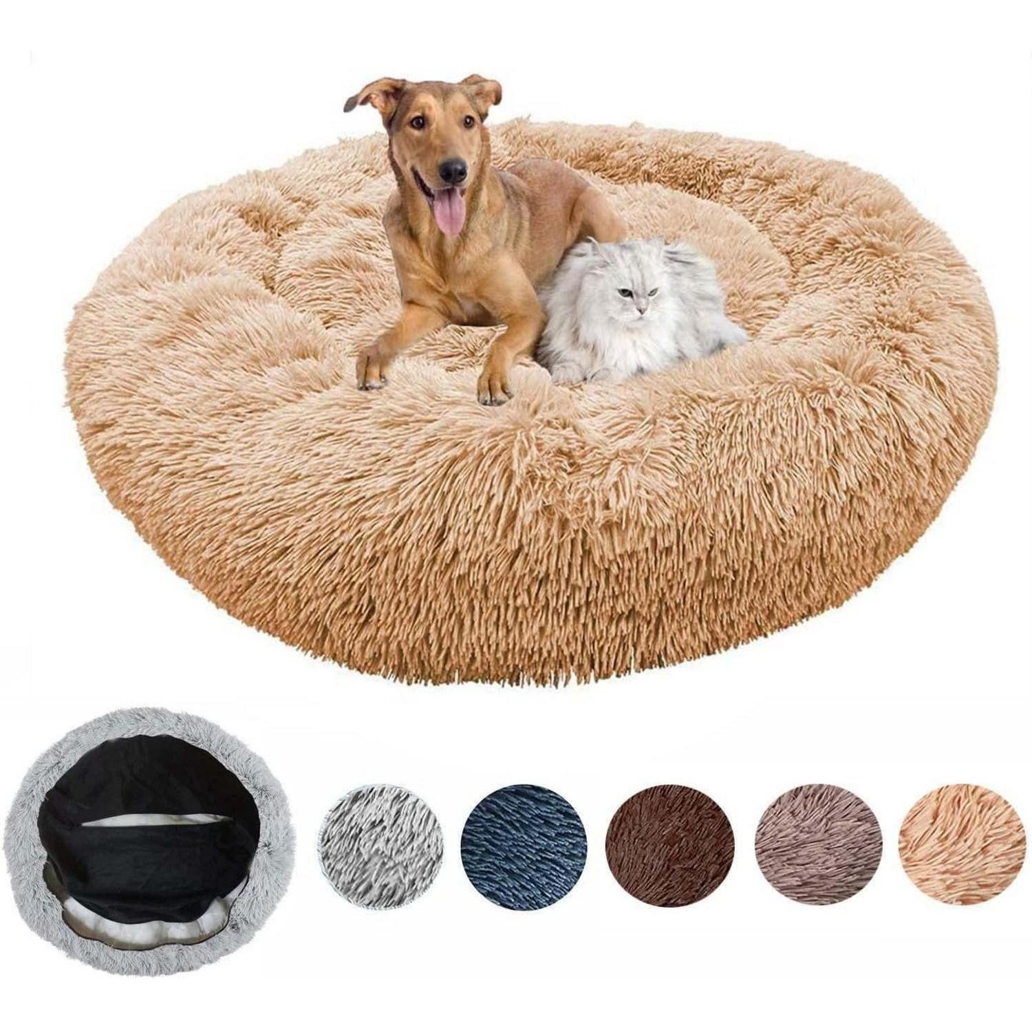LuxusKollektion Tierkissen XXL Ortho Hundebett Donut Rund Beige 60cm