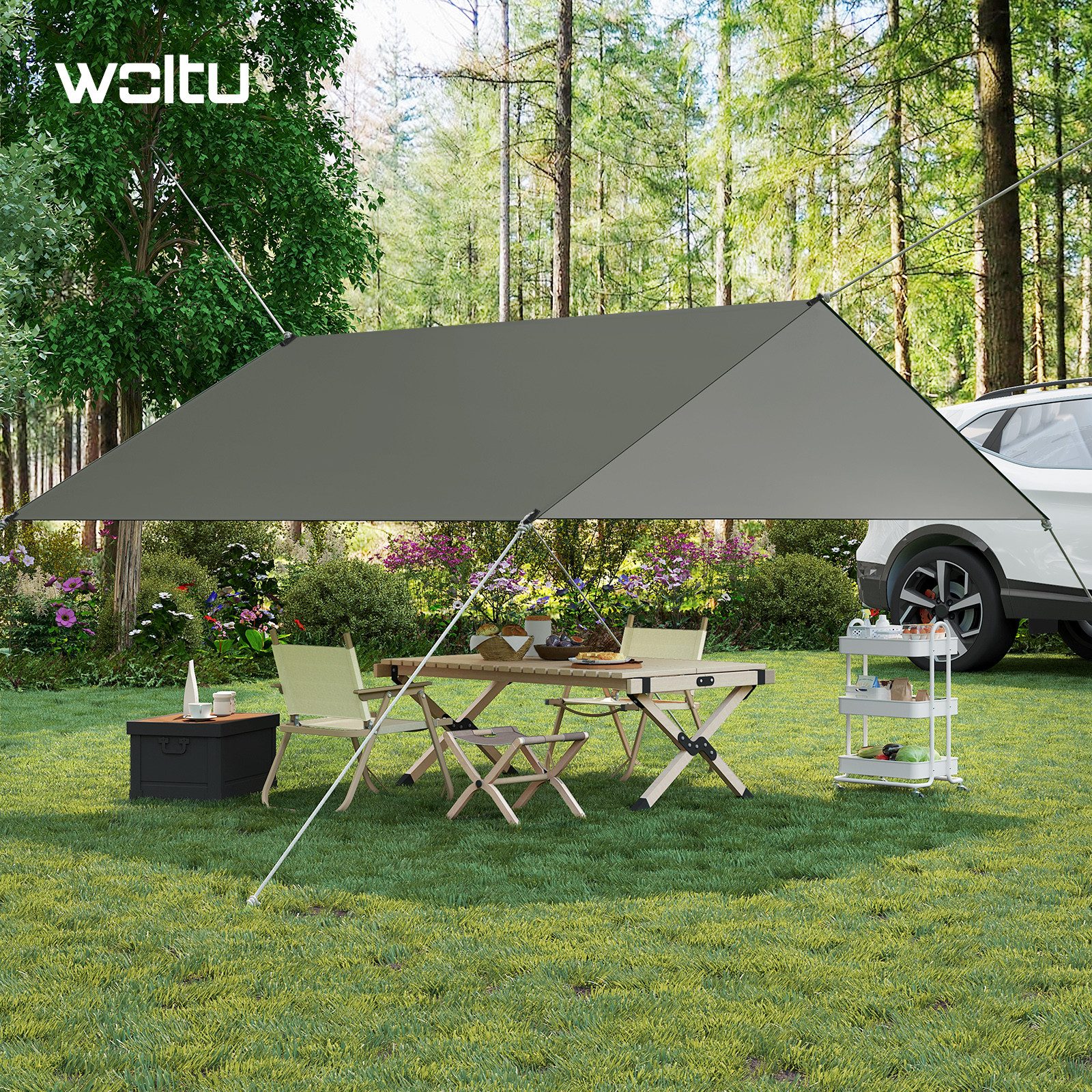 Woltu Tarp-Zelt, Personen: 4 (1 tlg), Zeltplane wasserdicht, mit Seilen Erd günstig online kaufen