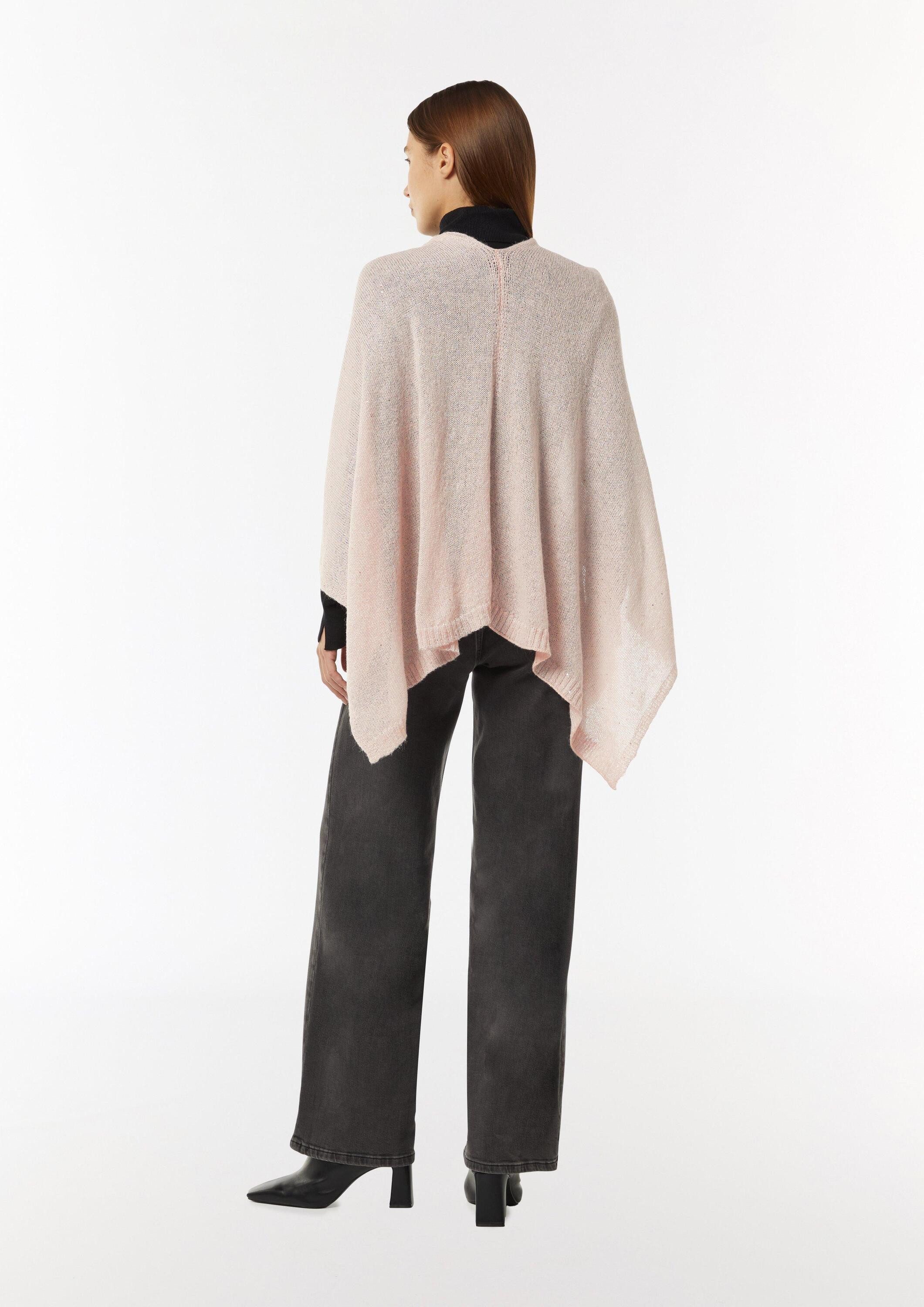 comma Poncho Indoor-Poncho Strick-Poncho mit Glitzergarn und Pailletten