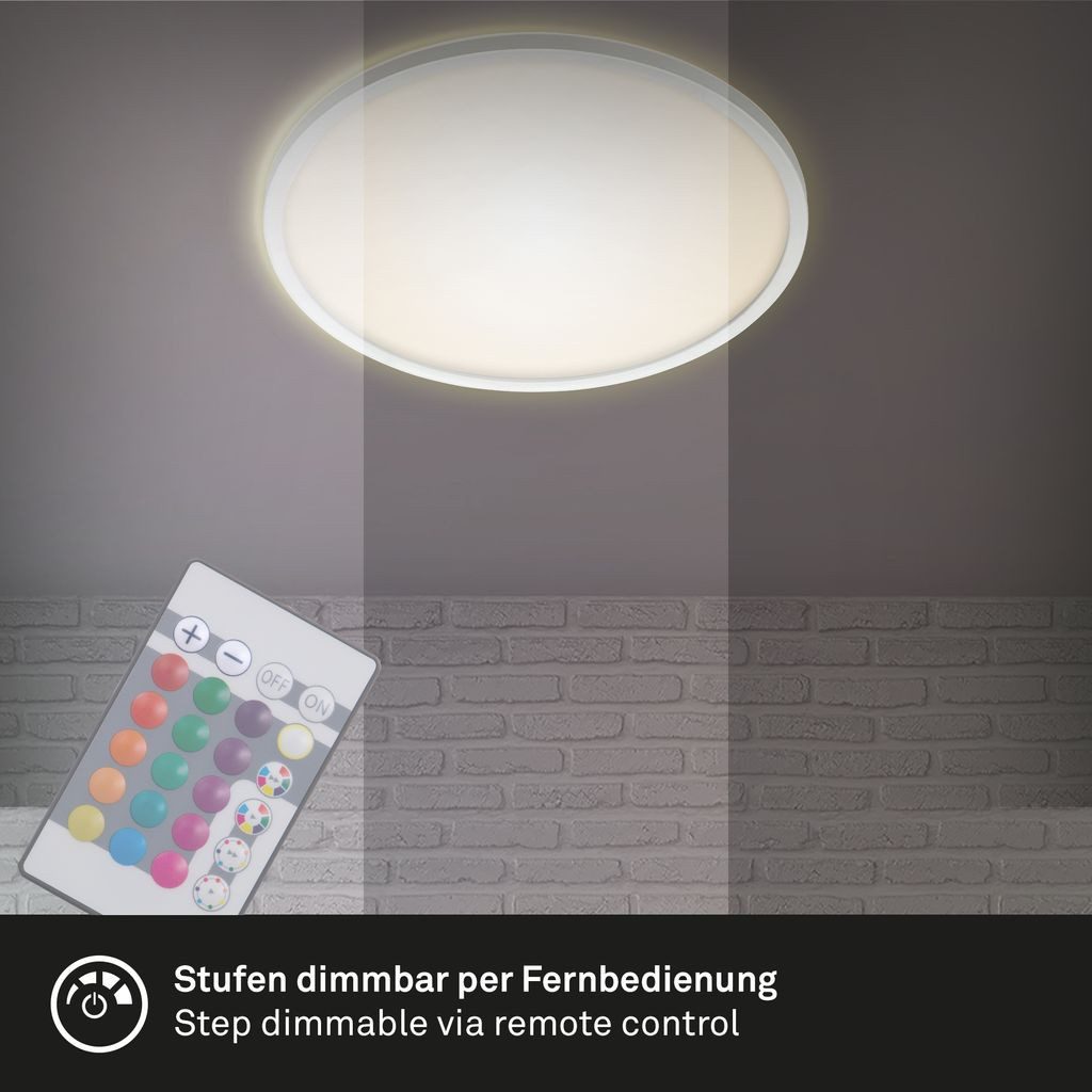 Briloner Leuchten LED Deckenleuchte 7094-416, Dimmfunktion, LED fest integriert, 2700K - Extra-Warmweiß, Deckenlampe, 42x2,8cm, Weiß, 22W, Wohnzimmer, Schlafzimmer, Küche