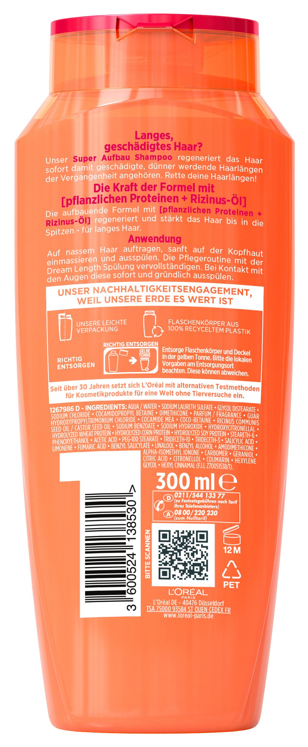 L'ORÉAL PARIS Haarshampoo L'Oréal Paris Elvital Dream Length Shampoo, Packung, 6-tlg., Repariert und stärkt das Haar, spendet Feuchtigkeit, bringt Glanz.