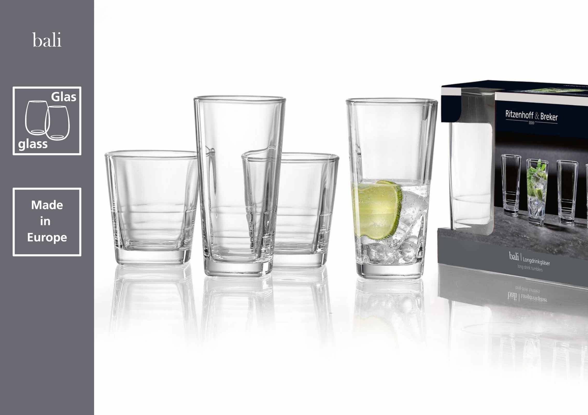 Ritzenhoff & Breker Whiskyglas Bali Whiskygläser 300 ml 6er Set, 6-tlg., Glas
