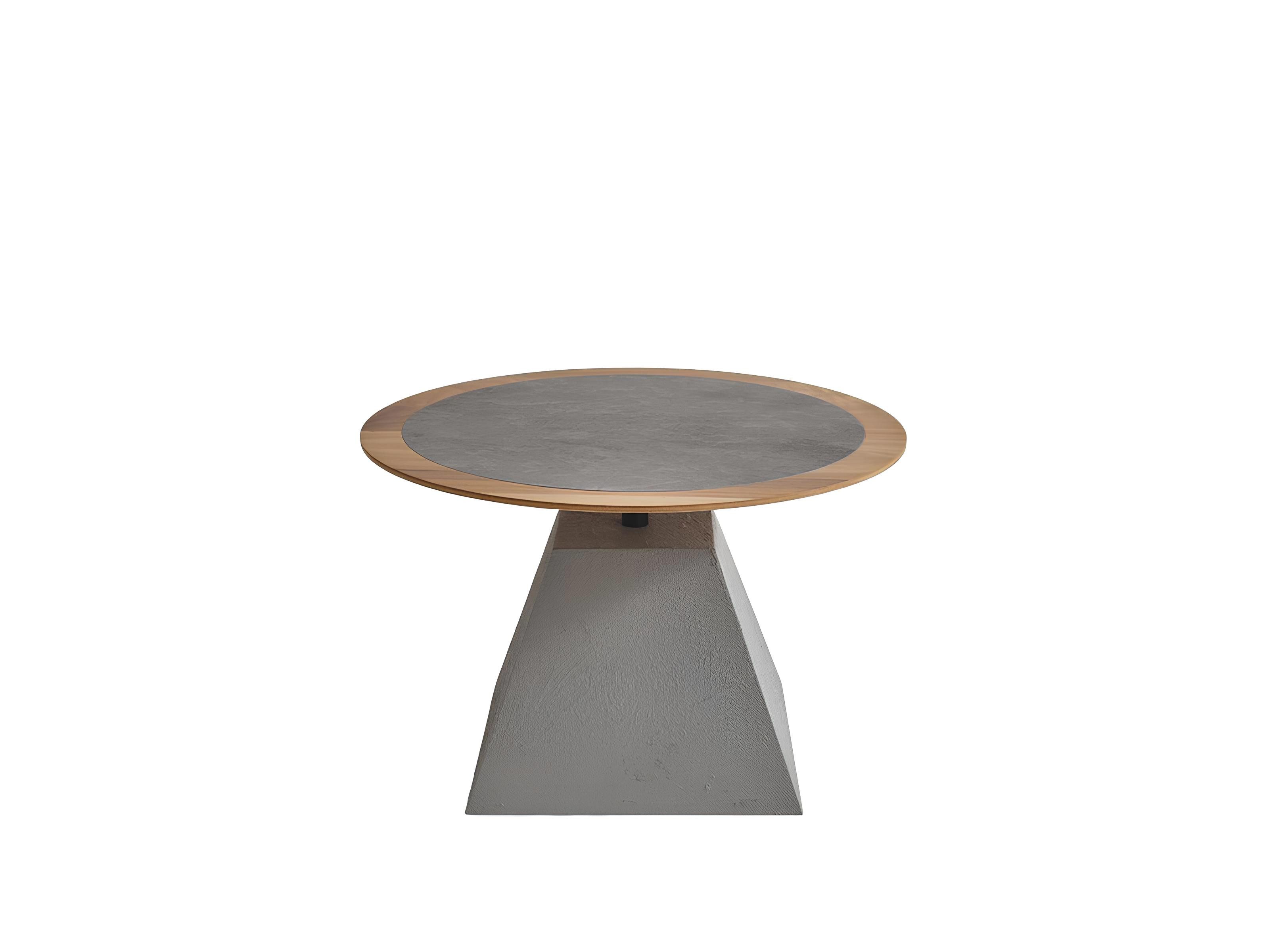 Xlmoebel Couchtisch Runder Holz-Couchtisch mit silbernen Akzenten im Beistell-Design (1-St., Couchtisch), Hergestellt in Europa