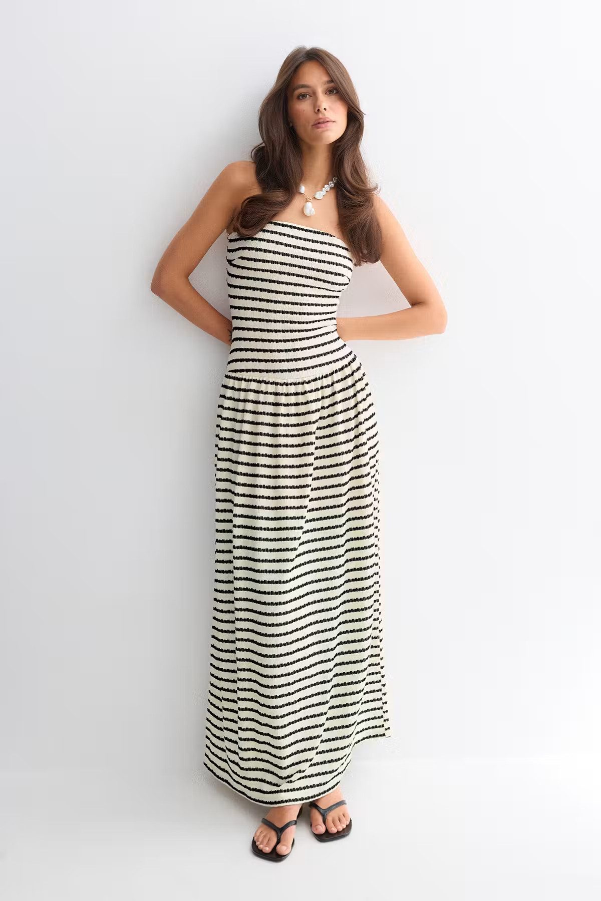 Gina Tricot Sommerkleid Dropped waist bandeau dress - Sommerkleid - gestreiftes Kleid