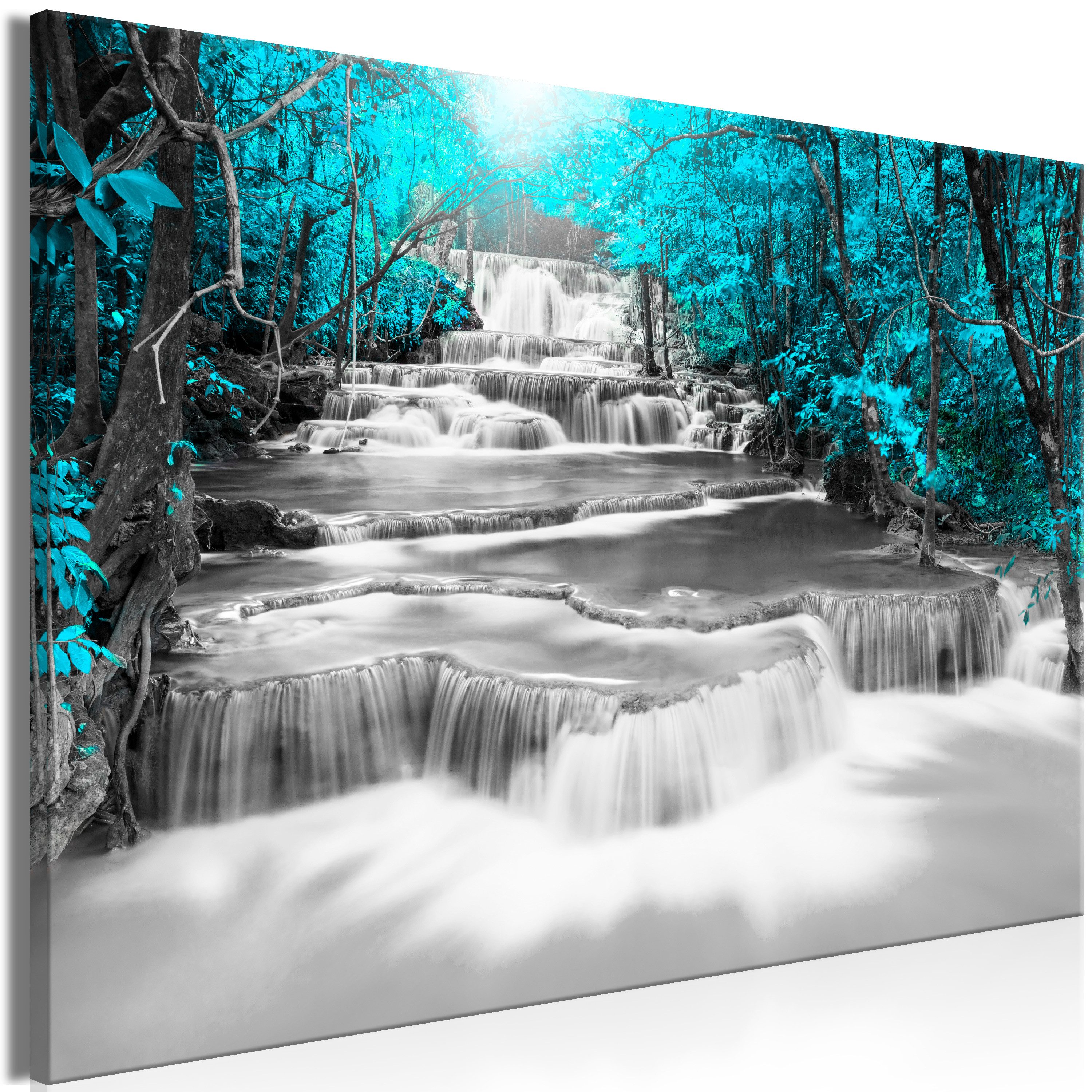 Artgeist Wandbild Cascade of Thoughts (1 Part) Wide Turquoise