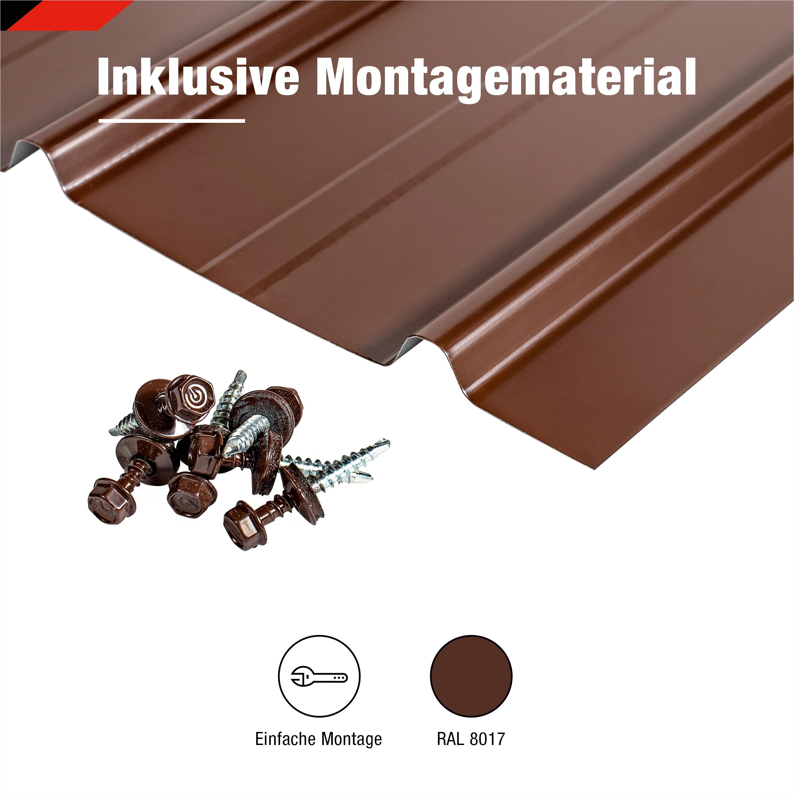 BRAVO Trapezblech, SMART Cover Set H12 Plus, 12 x Trapez-Abdeckblech 6,75 m², verzinkter Stahl lackiert, 1250x450x0,3 mm (12-St. inkl. Schrauben) Made in Germany