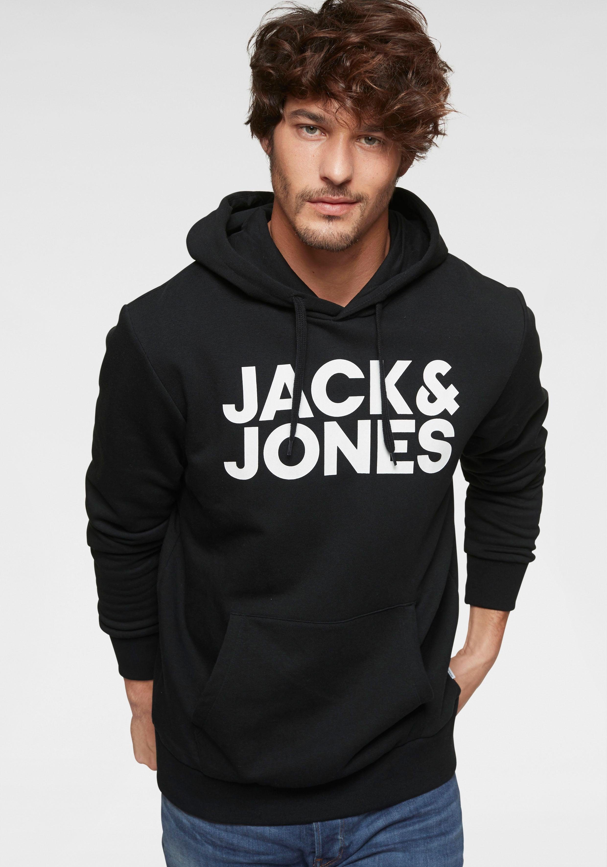 Jack & Kapuzensweatshirt Jones Logoprint Hoodie CORP Black mit Logo