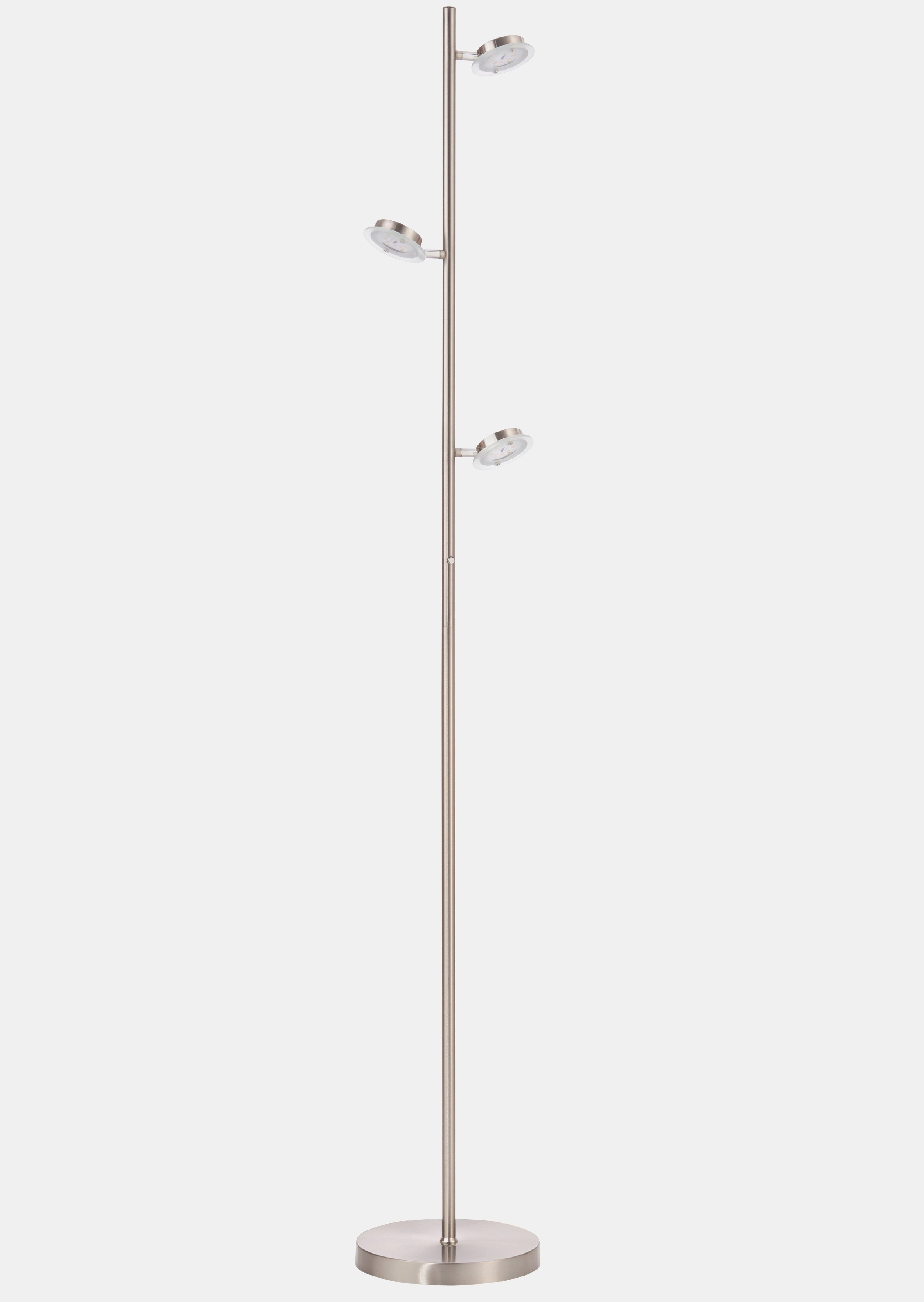 TRANGO LED Stehlampe, 3 Stufen dimmbar, 1519 LED Standlampe 3-flammig mit LED Modulen Serie EVIE 12,5 Watt I in 3 Stufen dimmbar I satinierte Glasschirme - Höhe ca. 1700mm - schwenk- und drehbar, modern und chic Stehleuchte - Standleuchte