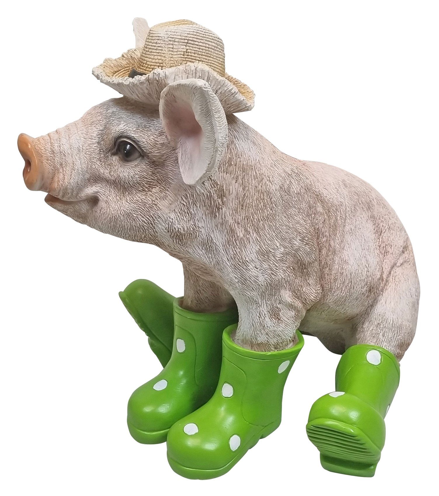 Fachhandel Plus und lustige (1 Hut Tierfigur, St), lebensecht Gummistiefel, mit grüne Gartenfigur Schwein