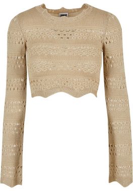 URBAN CLASSICS Kapuzenpullover Damen Ladies Cropped Crochet Knit Sweater (1-tlg)