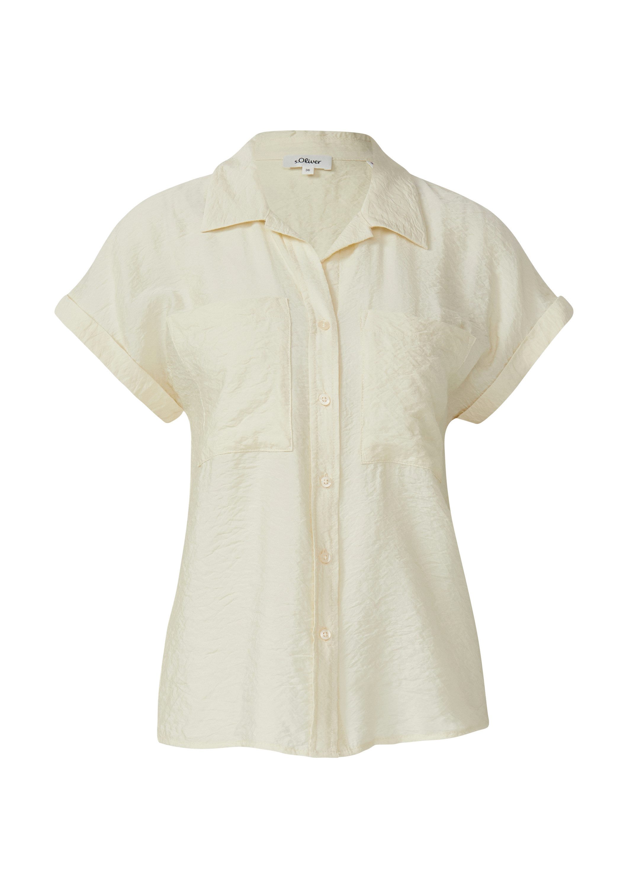 s.Oliver Kurzarmbluse Bluse Bluse aus strukturiertem Viskosemix mit aufgese günstig online kaufen