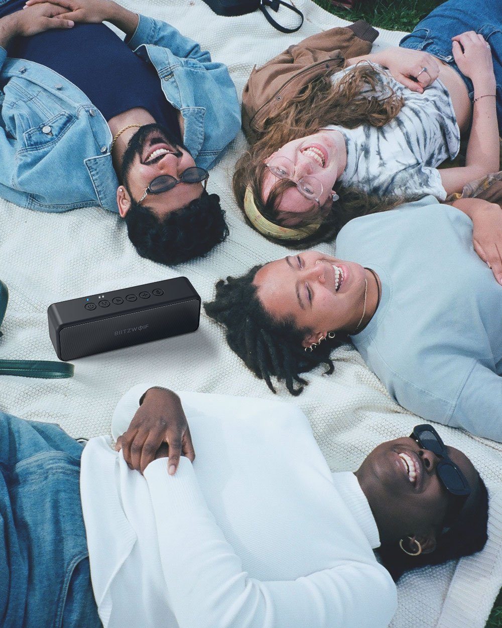 BLiTZWOLF Bluetooth-Lautsprecher (30 W, Doppeltreiber Bass, IPX6)