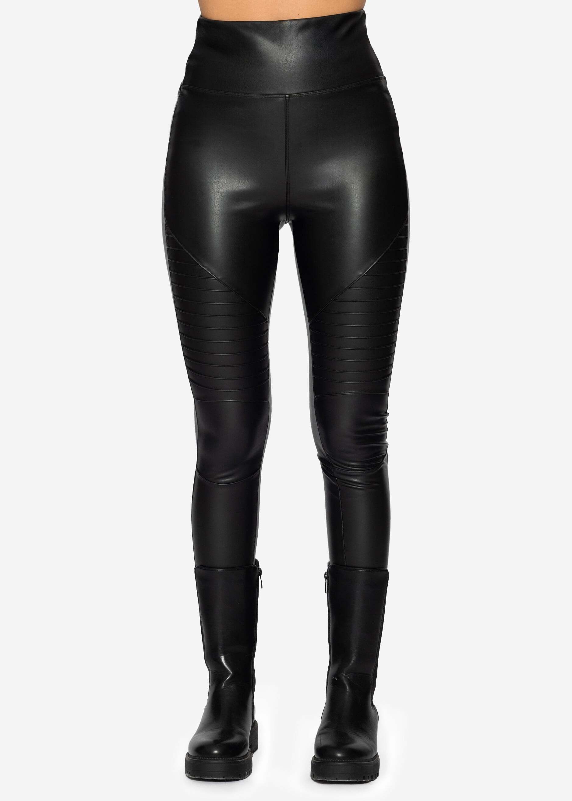 SASSYCLASSY Lederhose Highwaist Biker Thermoleggings in Lederoptik, Kunstle günstig online kaufen