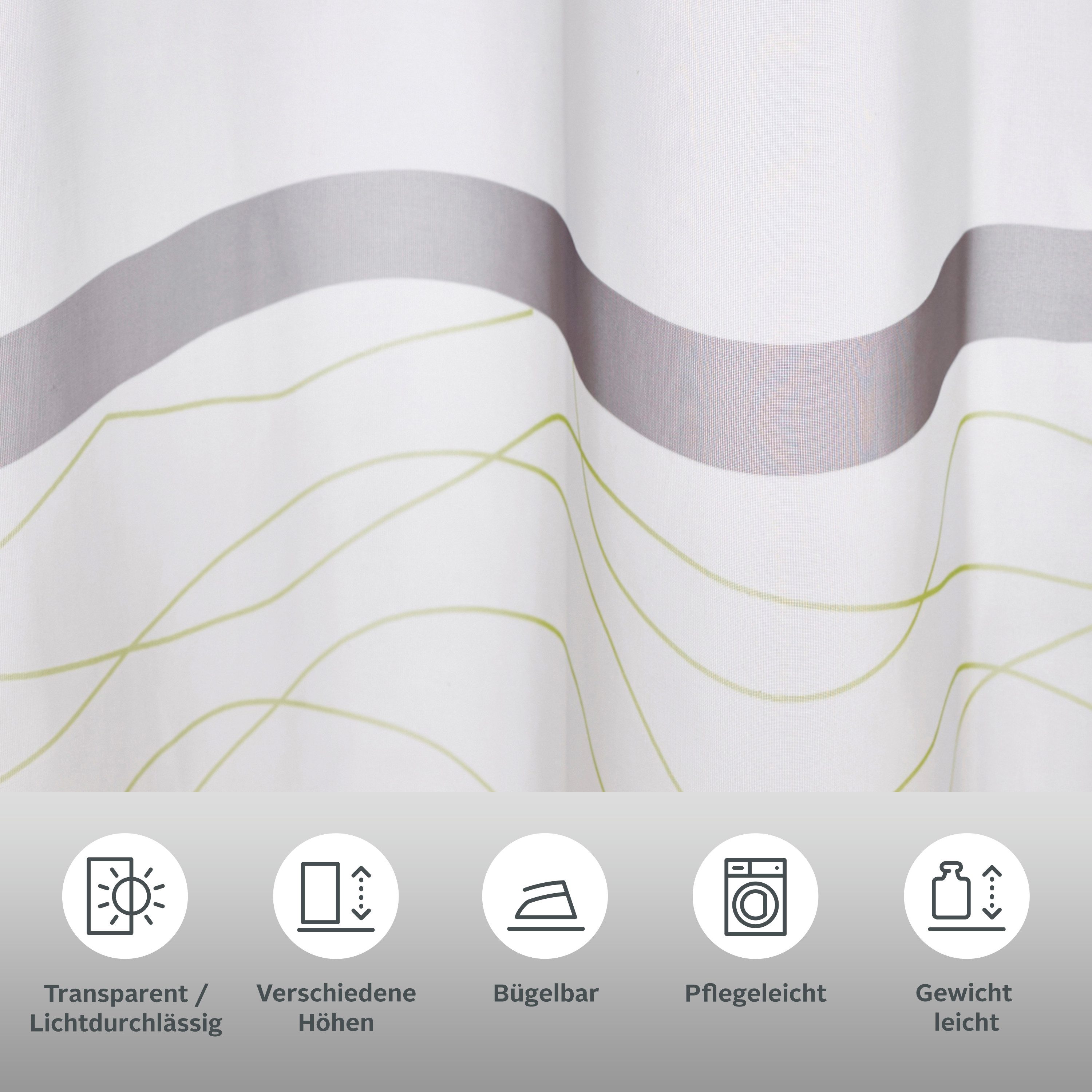 OTTO home Gardine Jay (2 St), Ösen, transparent, Voile, Vorhang, 2-er Set, Fertiggardine, transparent, Querstreifen