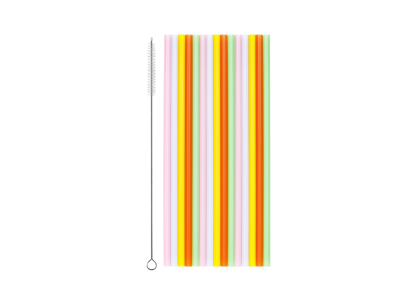 partydeco Trinkhalme, Mehrweg Strohhalme Kunststoff 23cm mit Reinigungsbürste 30er Set Bunt