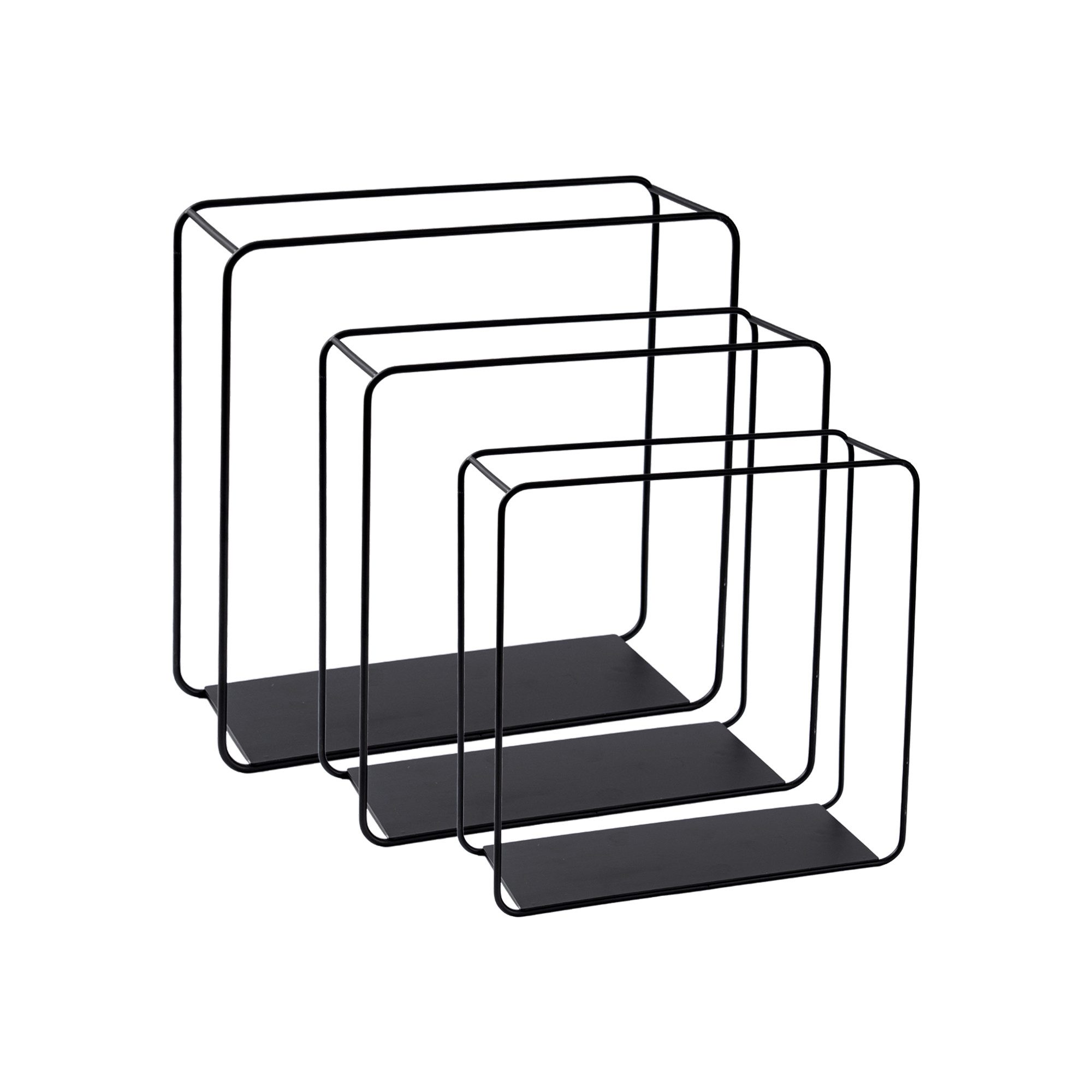 BERLINLODGE® Wandregal Wandregal Metall 3er Set Schwarz Hängeregal Wanddeko und Ablage