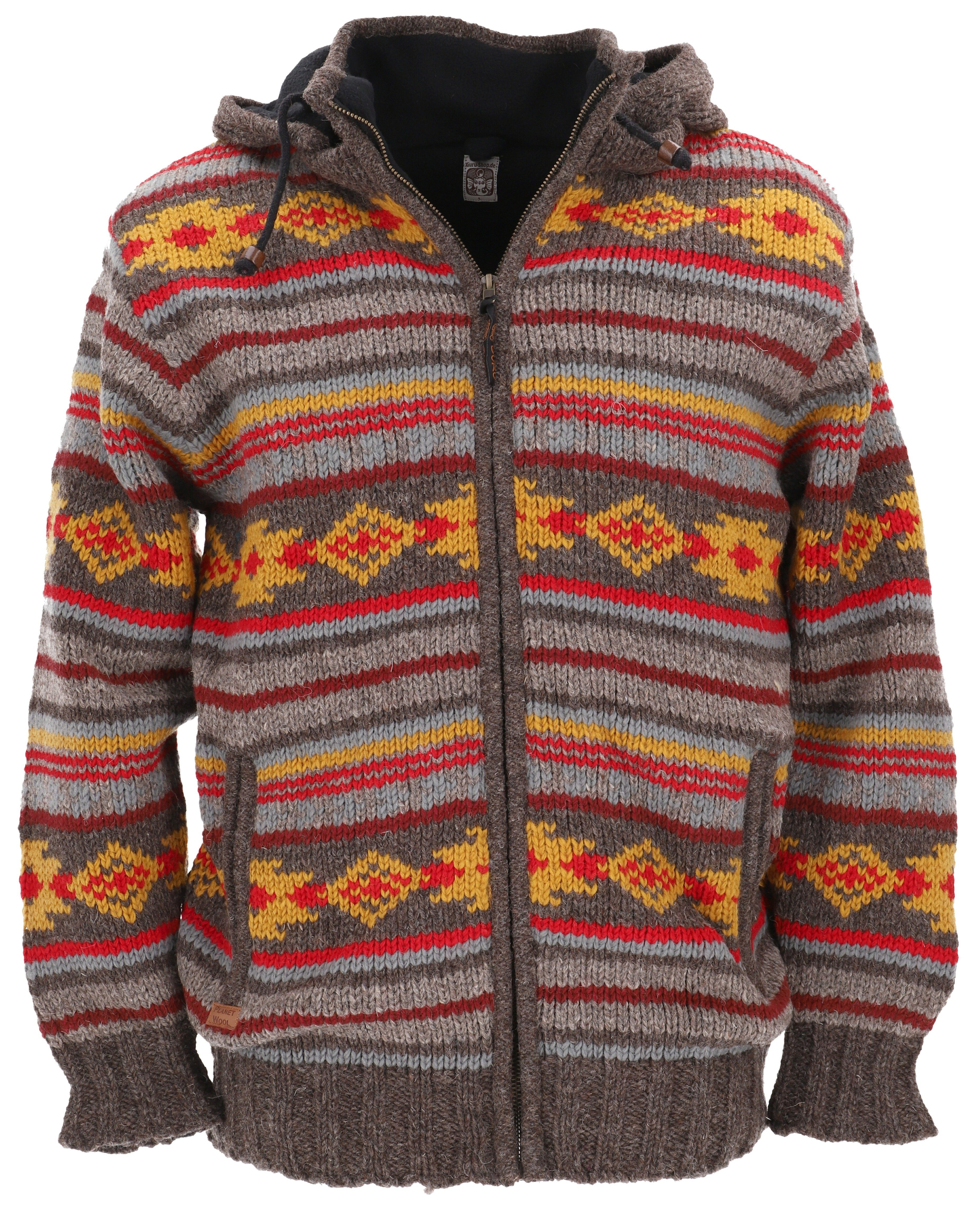 Guru-Shop Strickjacke Unisex Strickjacke, Wolljacke, Nepaljacke -.. alternative Bekleidung