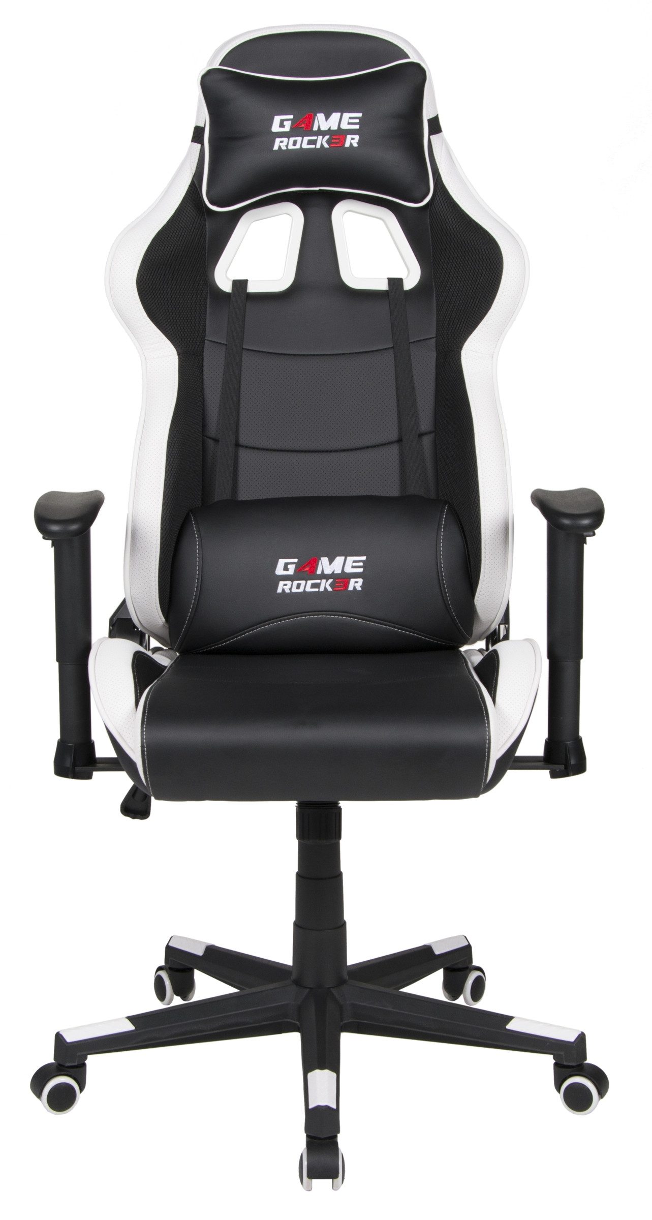Duo Collection Gaming-Stuhl Game-Rocker, Racer-Design in schwarz / weiß - 66x128x66cm (BxHxT)