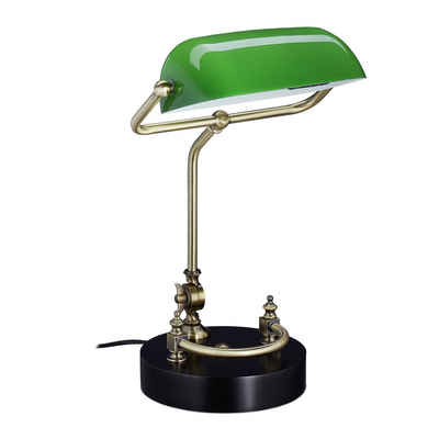 relaxdays Schreibtischlampe »Bankerlampe mit grünem Schirm«