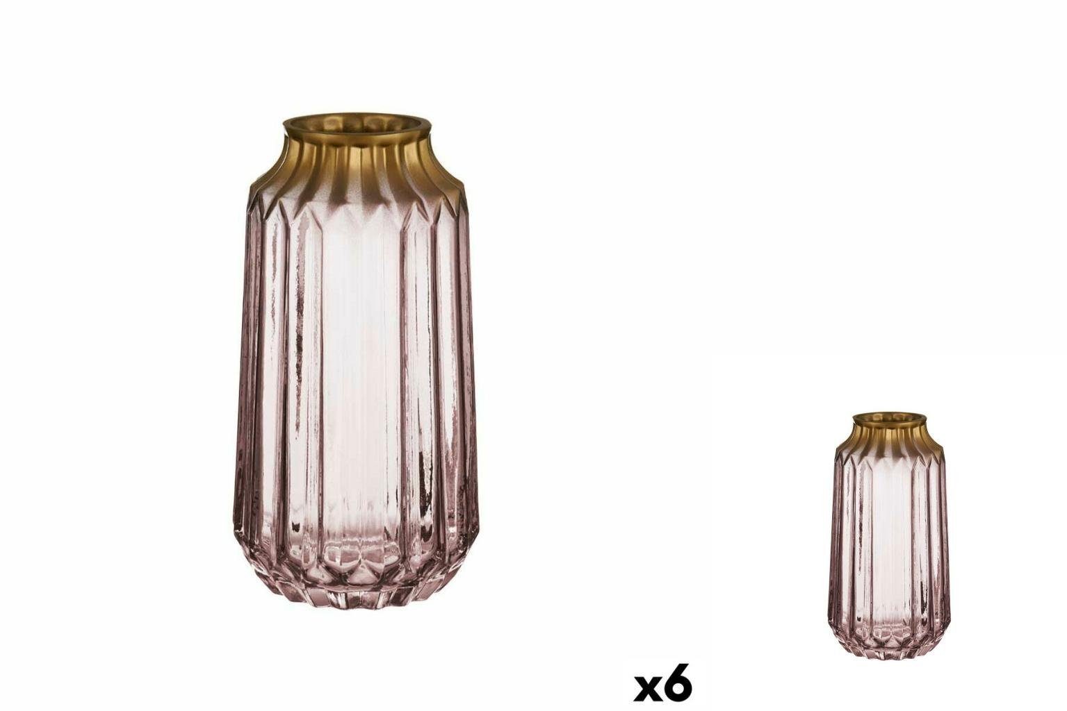 Gift Decor Dekovase Vase Rosa Glas 13 x 23,5 x 13 cm 6 Stück