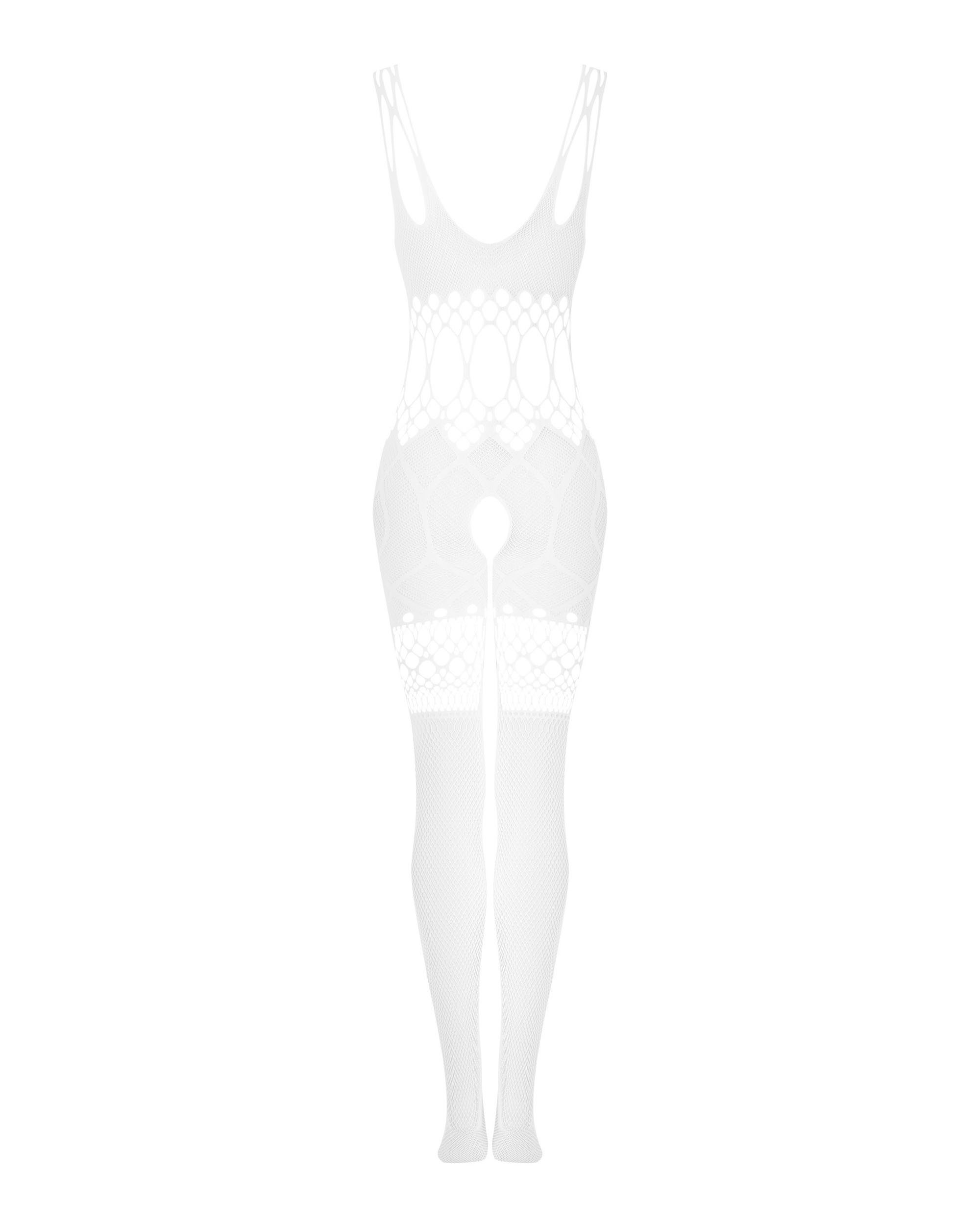 Obsessive Bodystocking Bodystocking weiß Catsuit ouvert Netz transparent 20 DEN (1 St)
