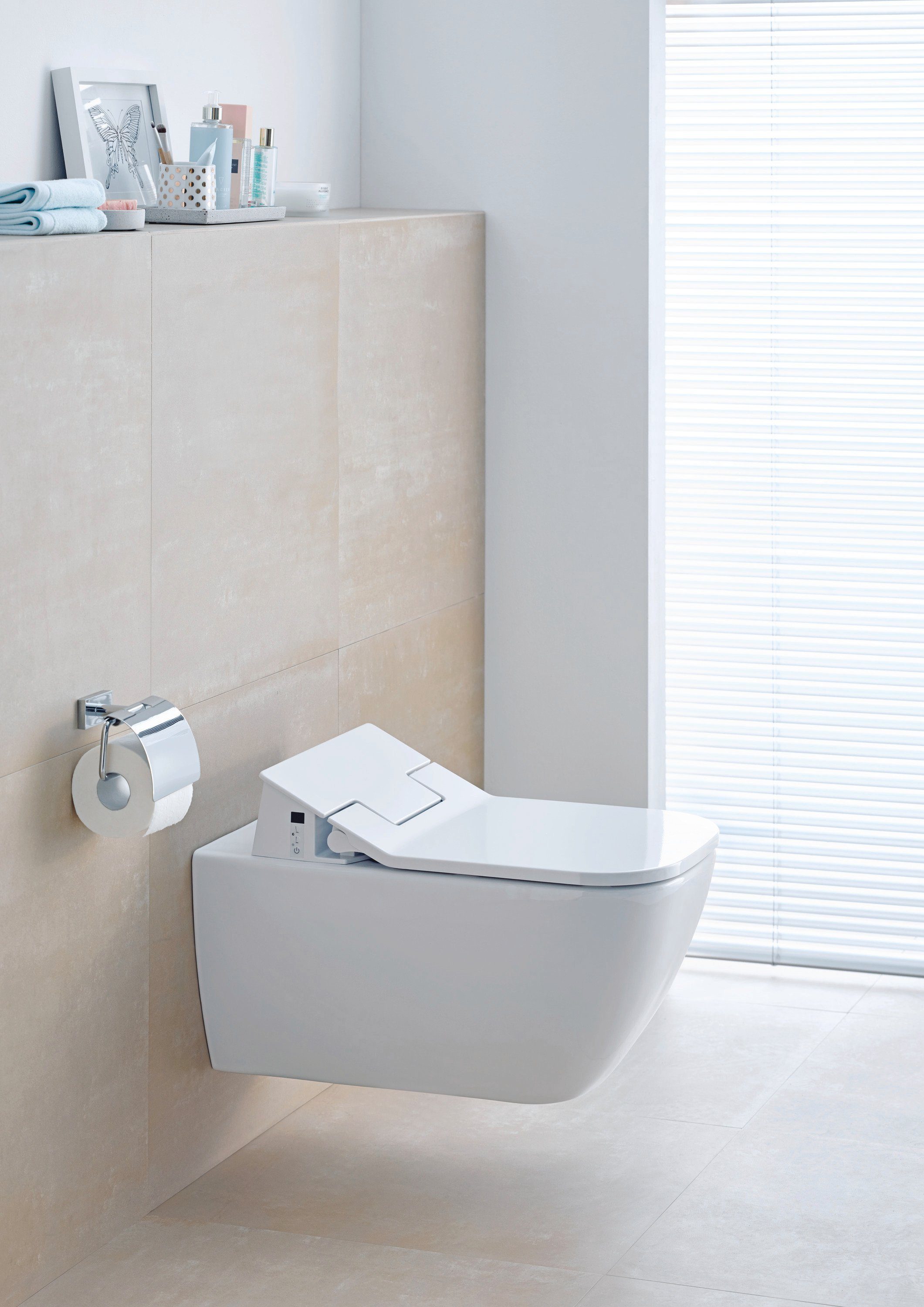 Duravit WC-Sitz SensoWash® Toiletten Sitz WC-Sitz mit Duschstab Dusch-WC Weiß, Mit Absenkautomatik