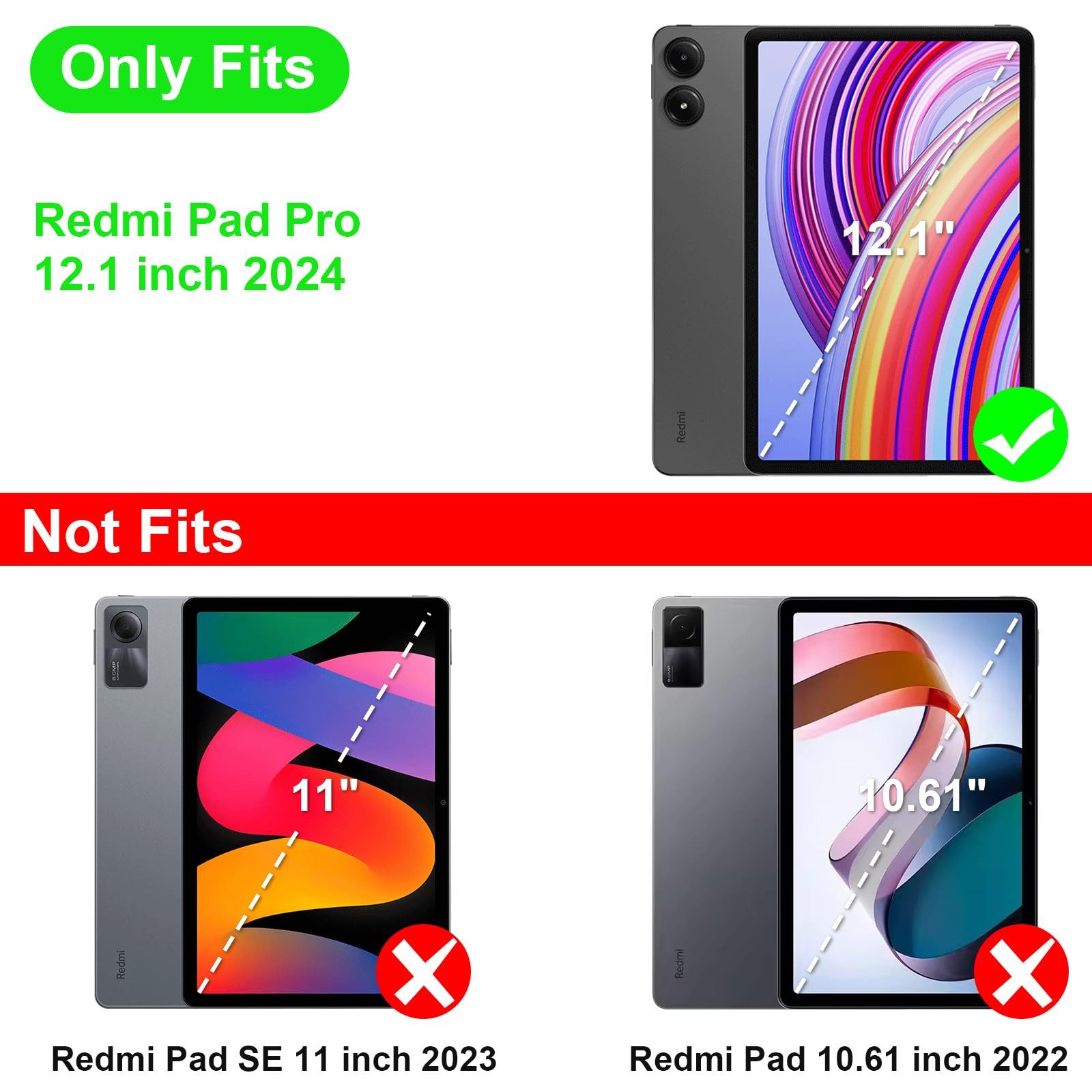 Fintie Tablet-Hülle für Xiaomi Redmi Pad Pro 12.1 Zoll 2024, Multi-Winkel Betrachtung, Schutzhülle mit Dokumentschlitze Auto Schlaf/Wach Funktion