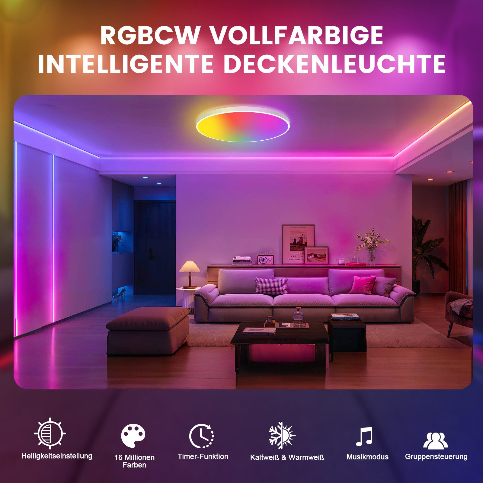 Oraymin Deckenleuchte LED RGB Bluetooth Fernbedienung günstig online kaufen