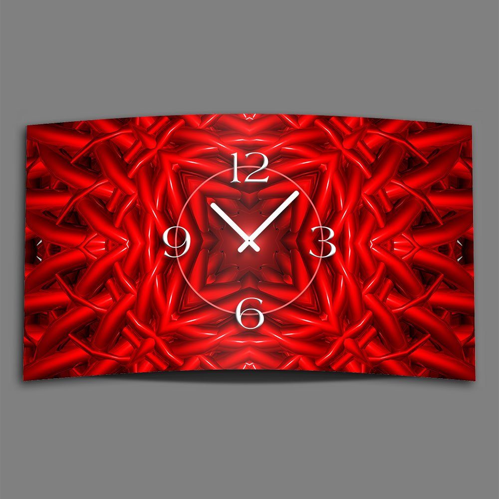 dixtime Wanduhr Abstrakt rot Designer Wanduhr modernes Wanduhren Design leise kein (Einzigartige 3D-Optik aus 4mm Alu-Dibond)