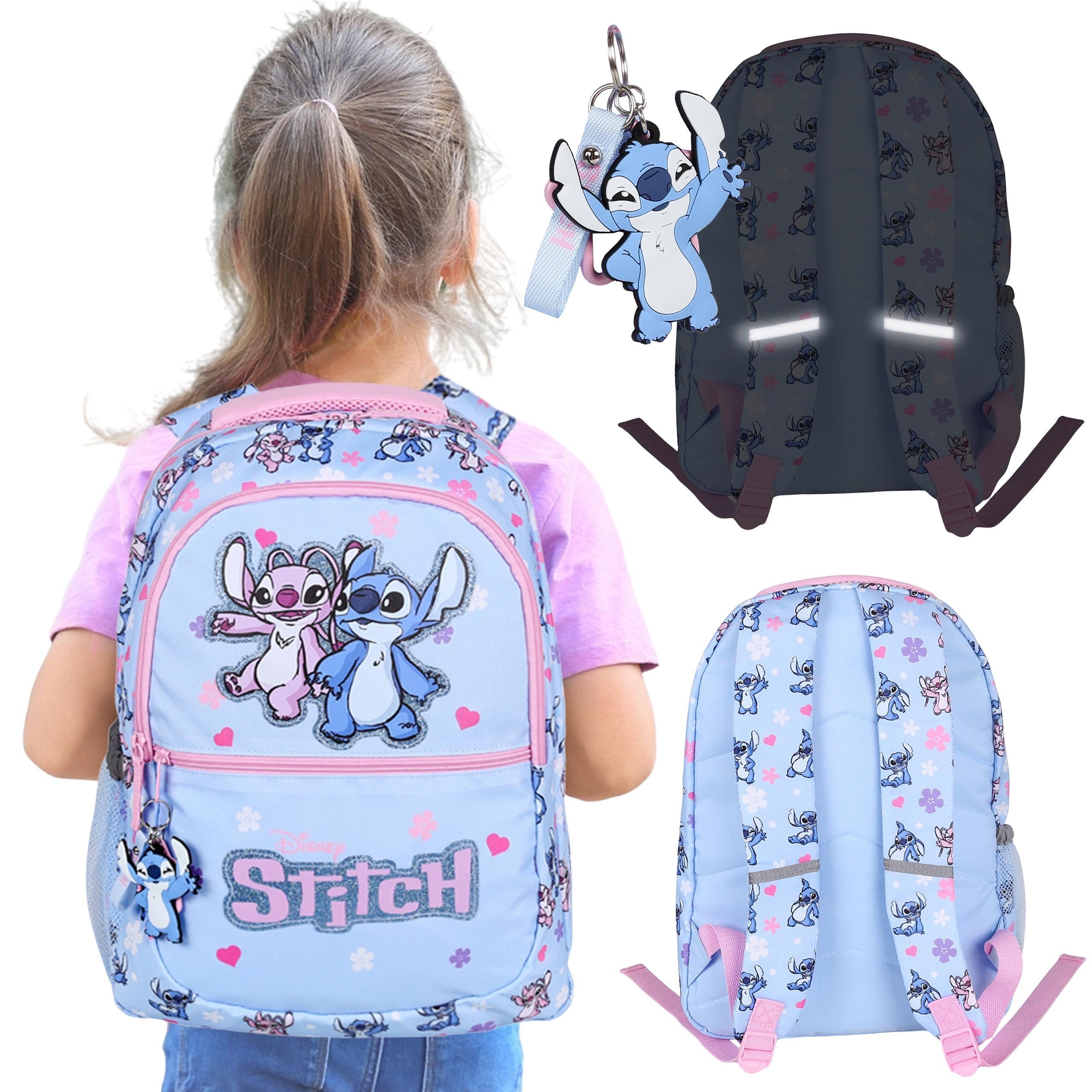 Disney Schulrucksack DISNEY Stitch Schulrucksack Mädchen, mit Laptopfach & Anhänger