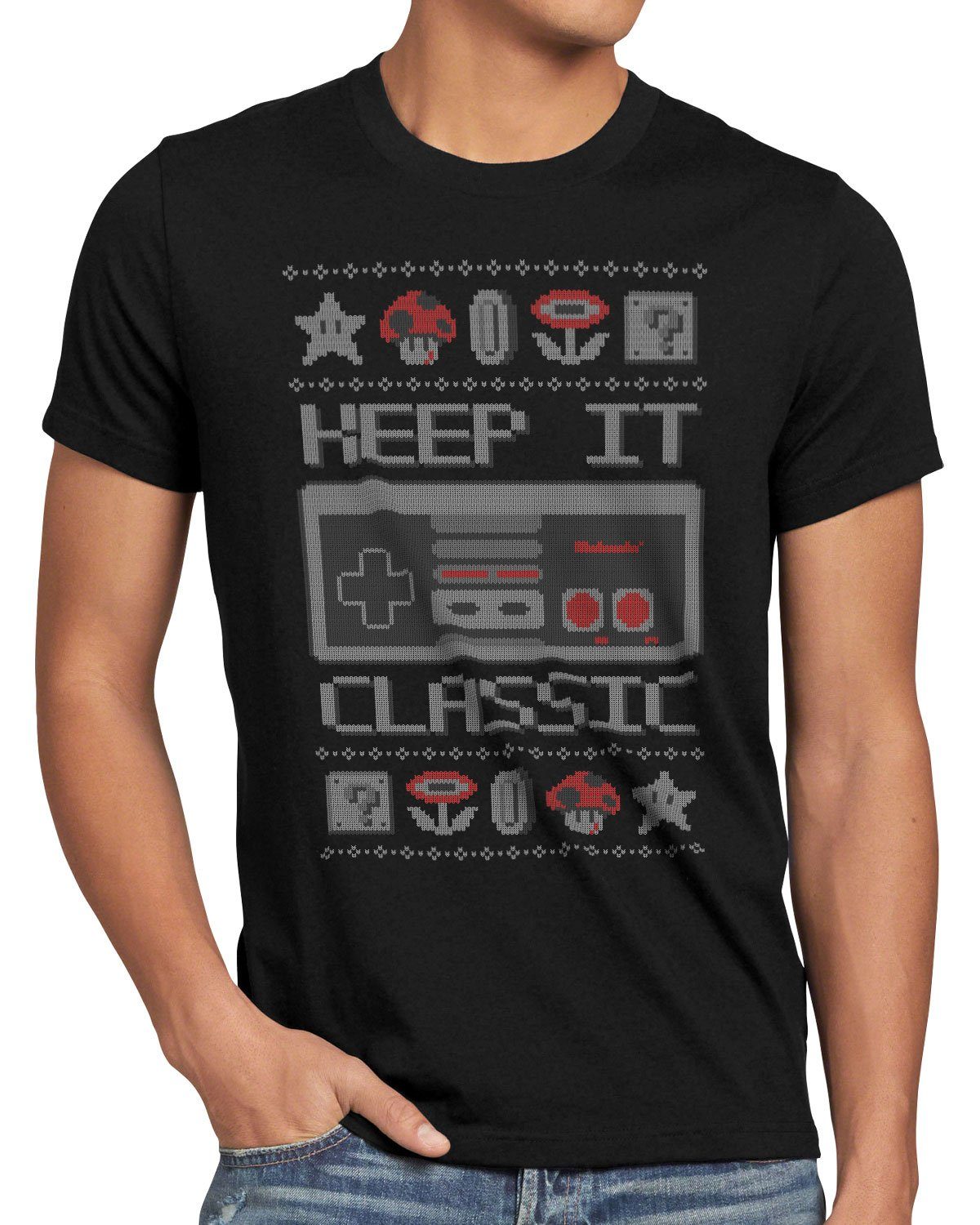 style3 Print-Shirt Herren T-Shirt Keep it Classic Ugly Sweater NES x-mas pulli weihnachtsbaum