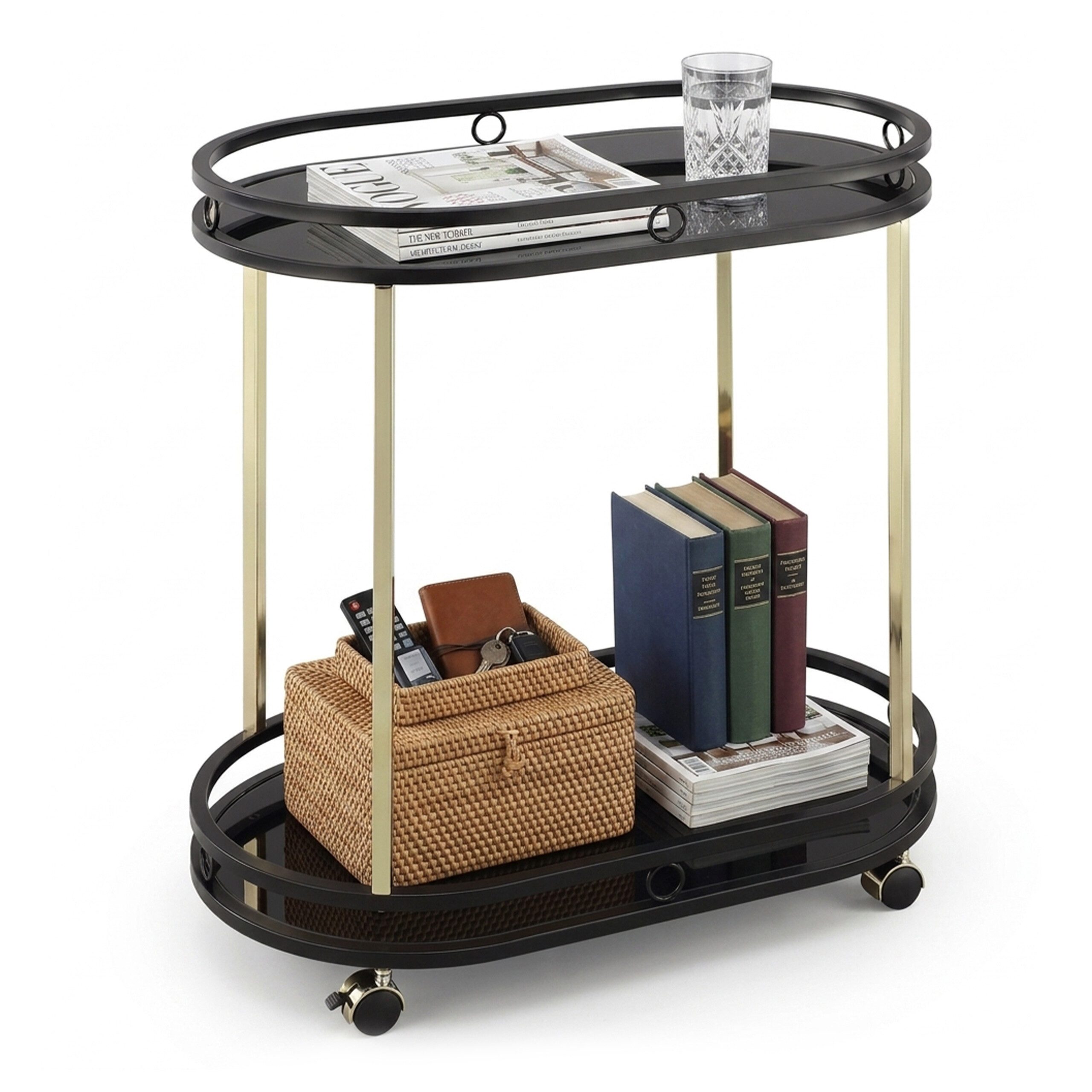 relaxdays Servierwagen mit 2 Glasablage