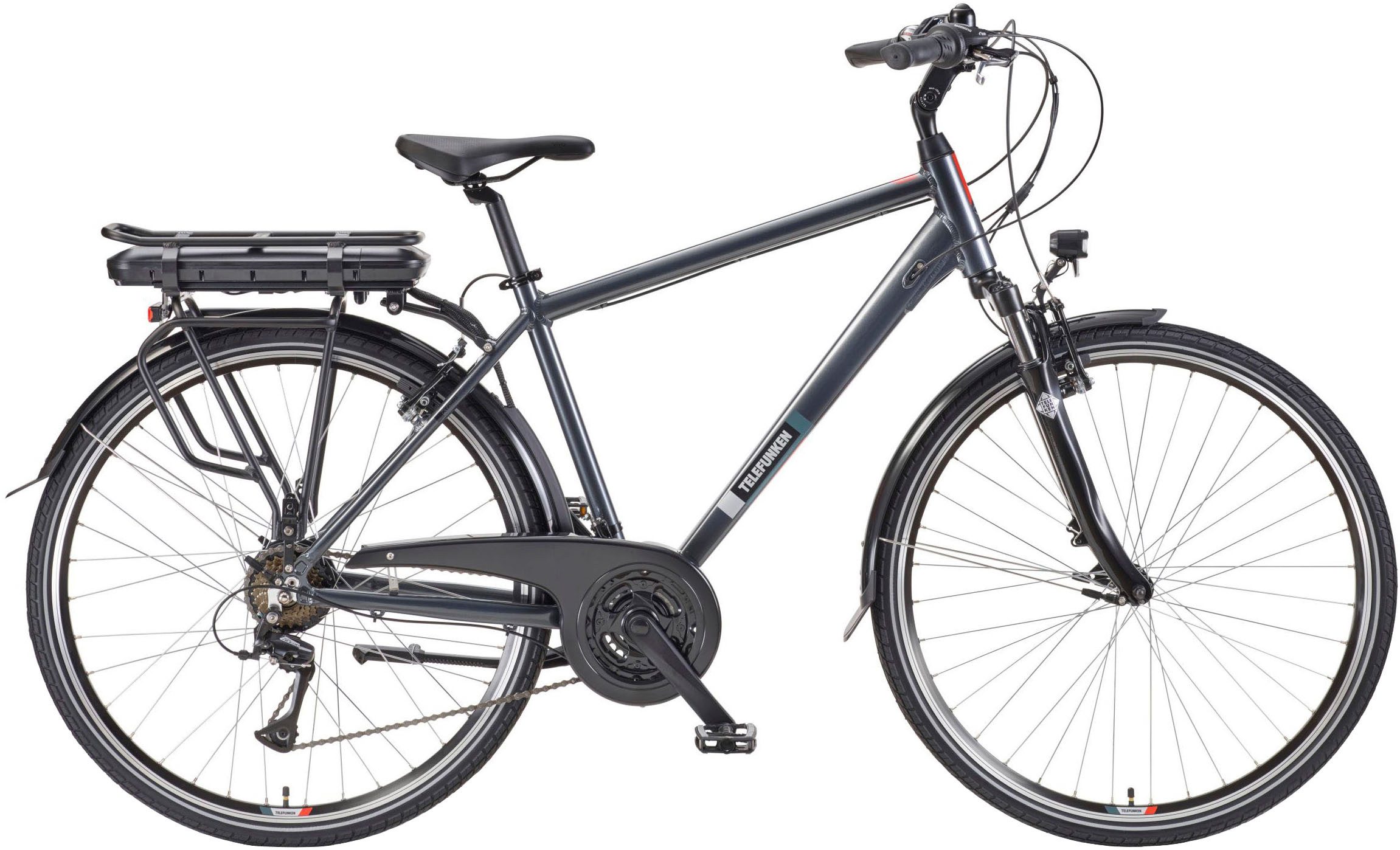 Telefunken E-Bike Trekkingrad E-Trekking Expedition XT485 Herren, 21 Gang Shimano Acera Schaltwerk, Kettenschaltung, Heckmotor, 536,5 Wh, Pedelec, Elektrofahrrad, Trekkingrad, Herren, innerhalb StVZO, 28 Zoll