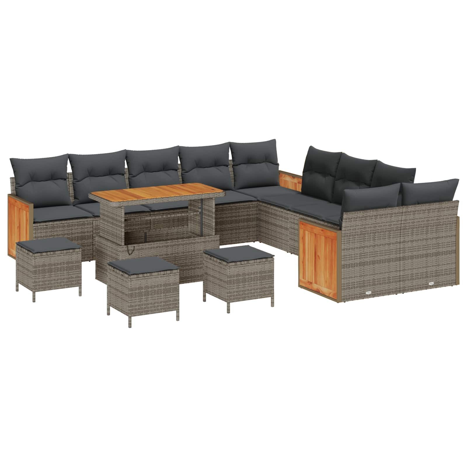 vidaXL Loungesofa Gartensofa-set 14 Stk. 14-Sitzanzahl Grau, 14 Teile